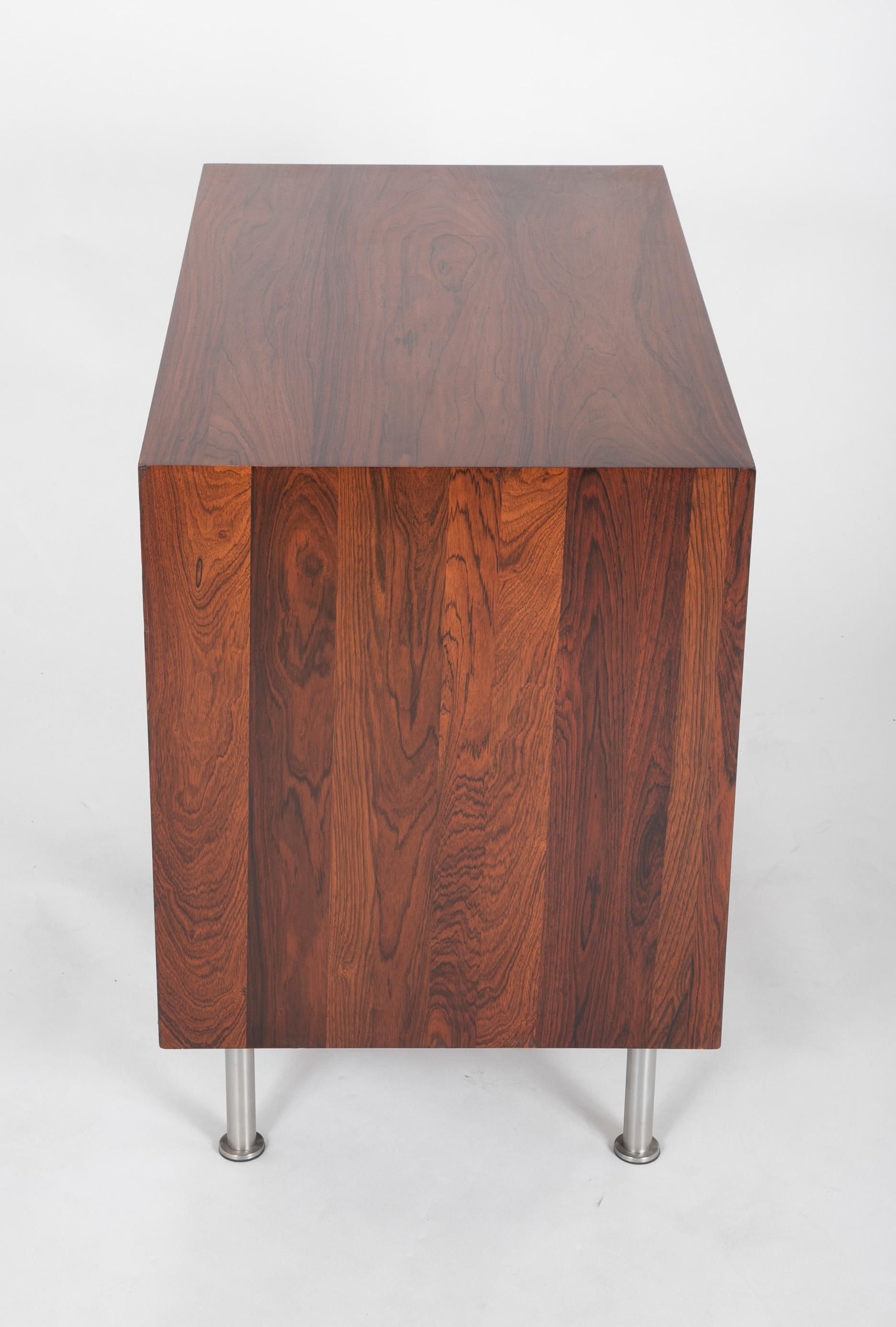 Rosewood Bedside Cabinet with Chrome Legs For Sale 3