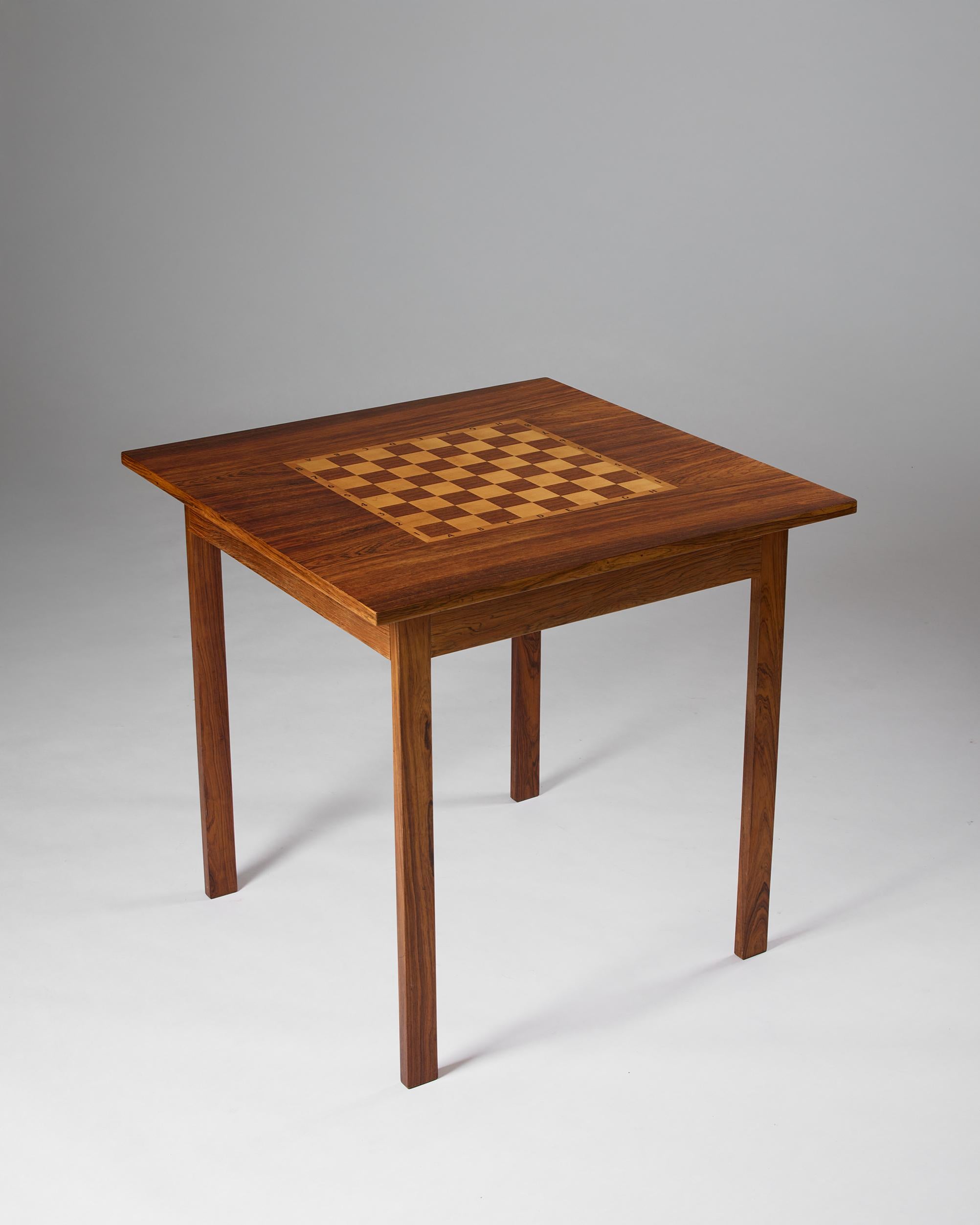 20th Century A rosewood chess table, Denmark 1960-70s