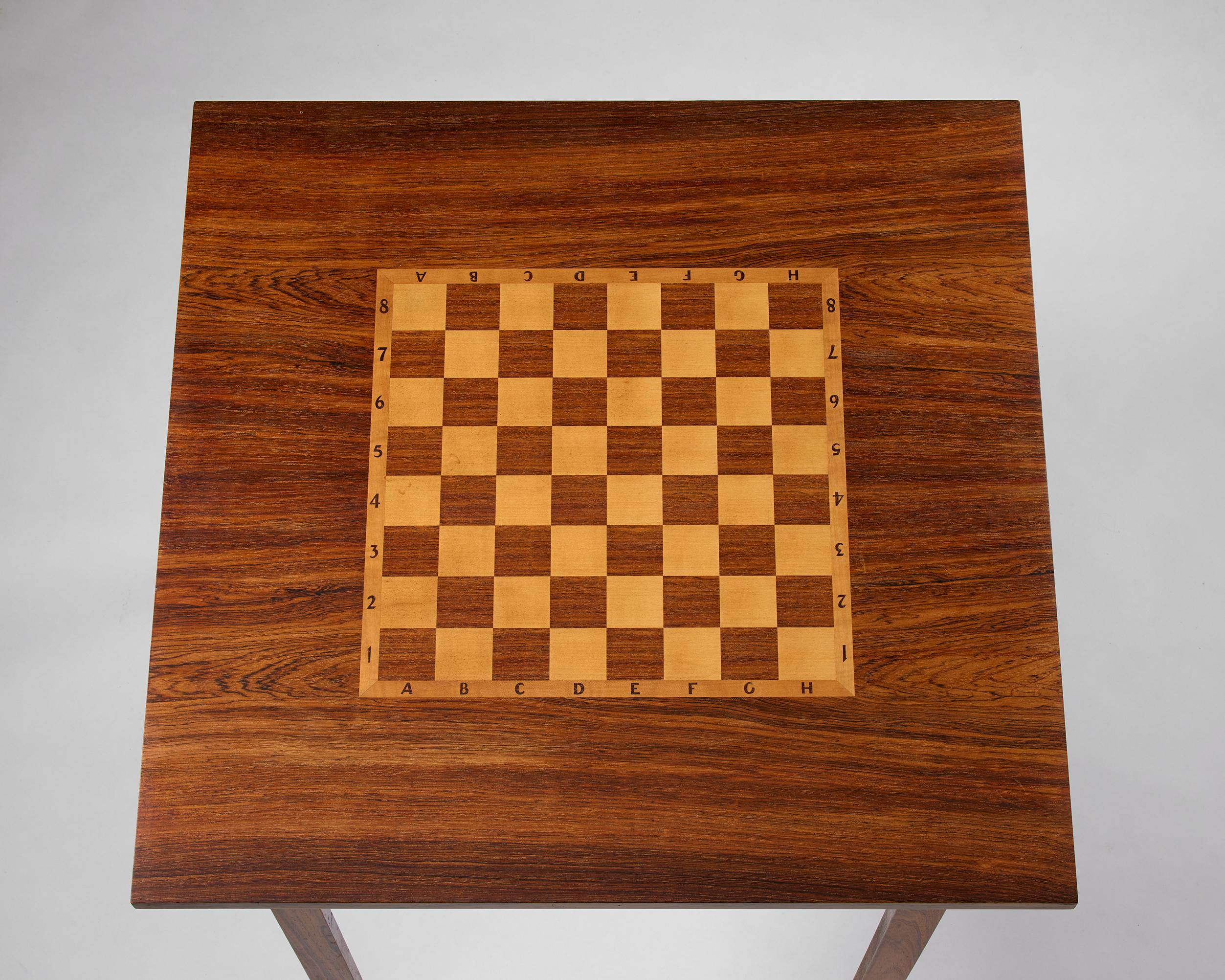 Ash A rosewood chess table, Denmark 1960-70s
