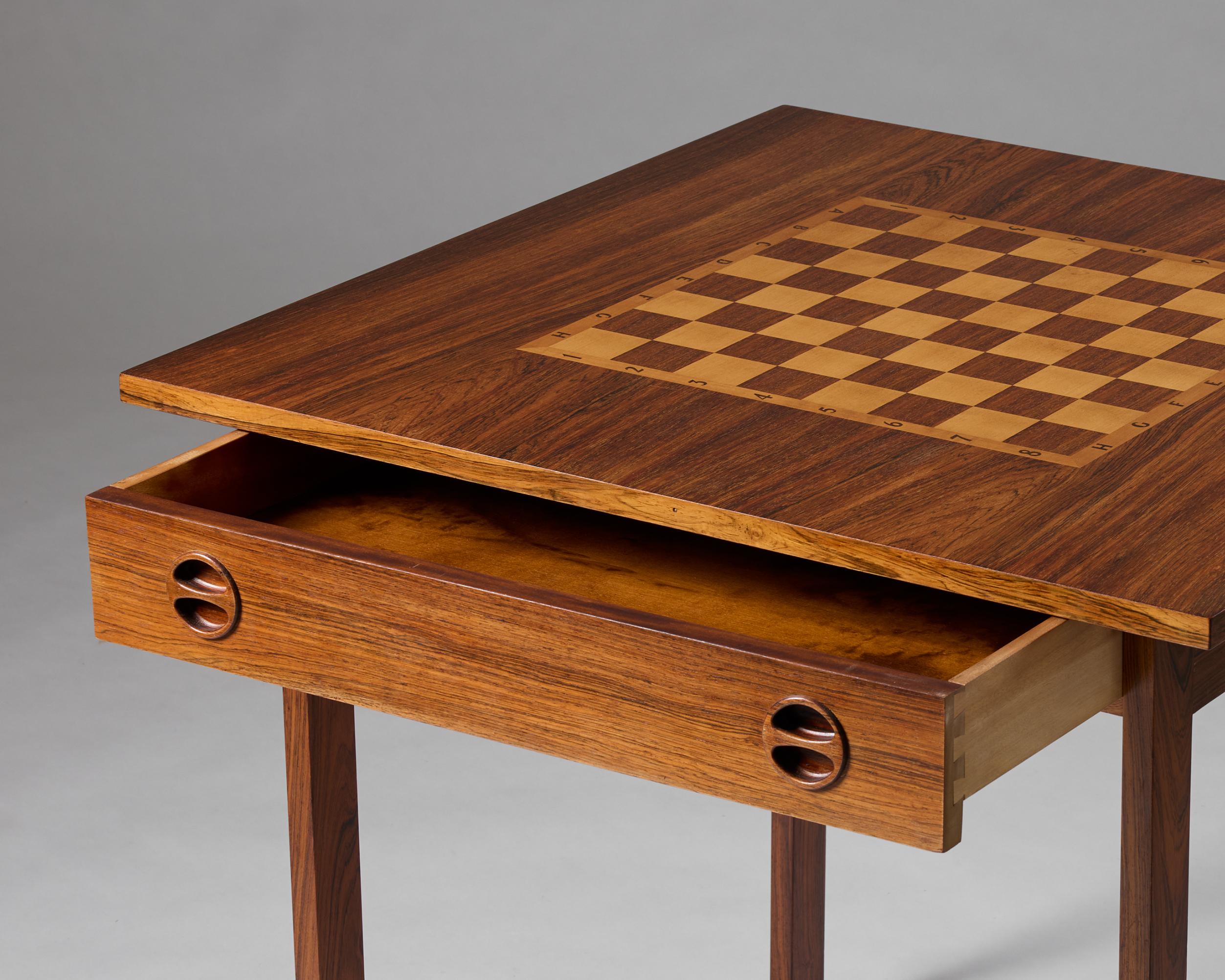 A rosewood chess table, Denmark 1960-70s 2