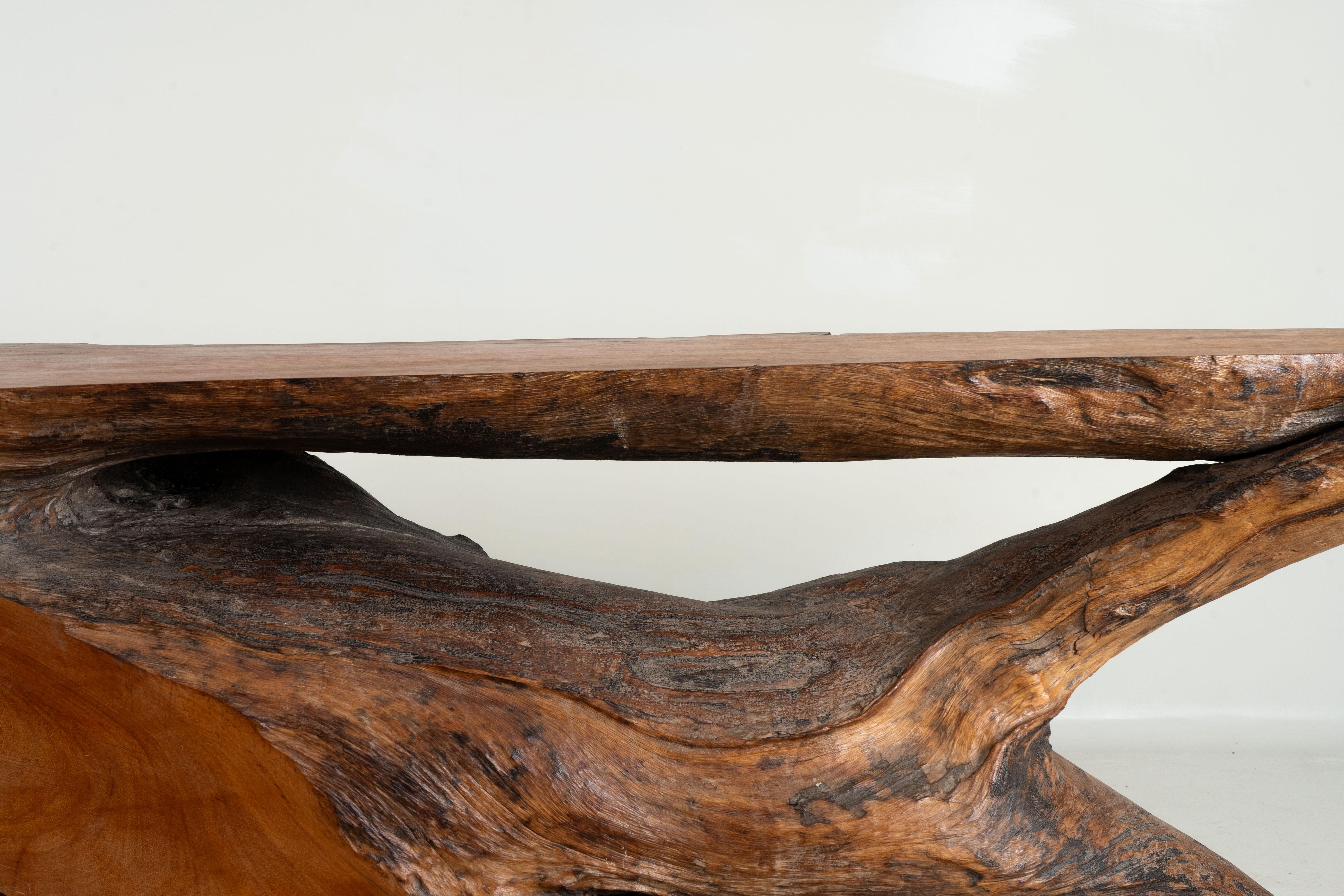 Contemporary A Rosewood Tree Root Console Table