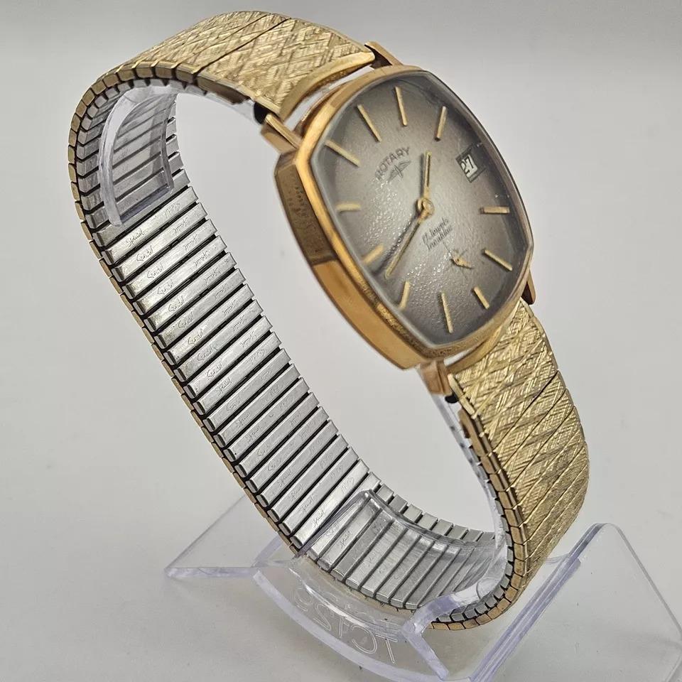 A Rotary Incabloc Gent's Wristwatch, with Rectangular Watch Head, on grey/brown For Sale 3