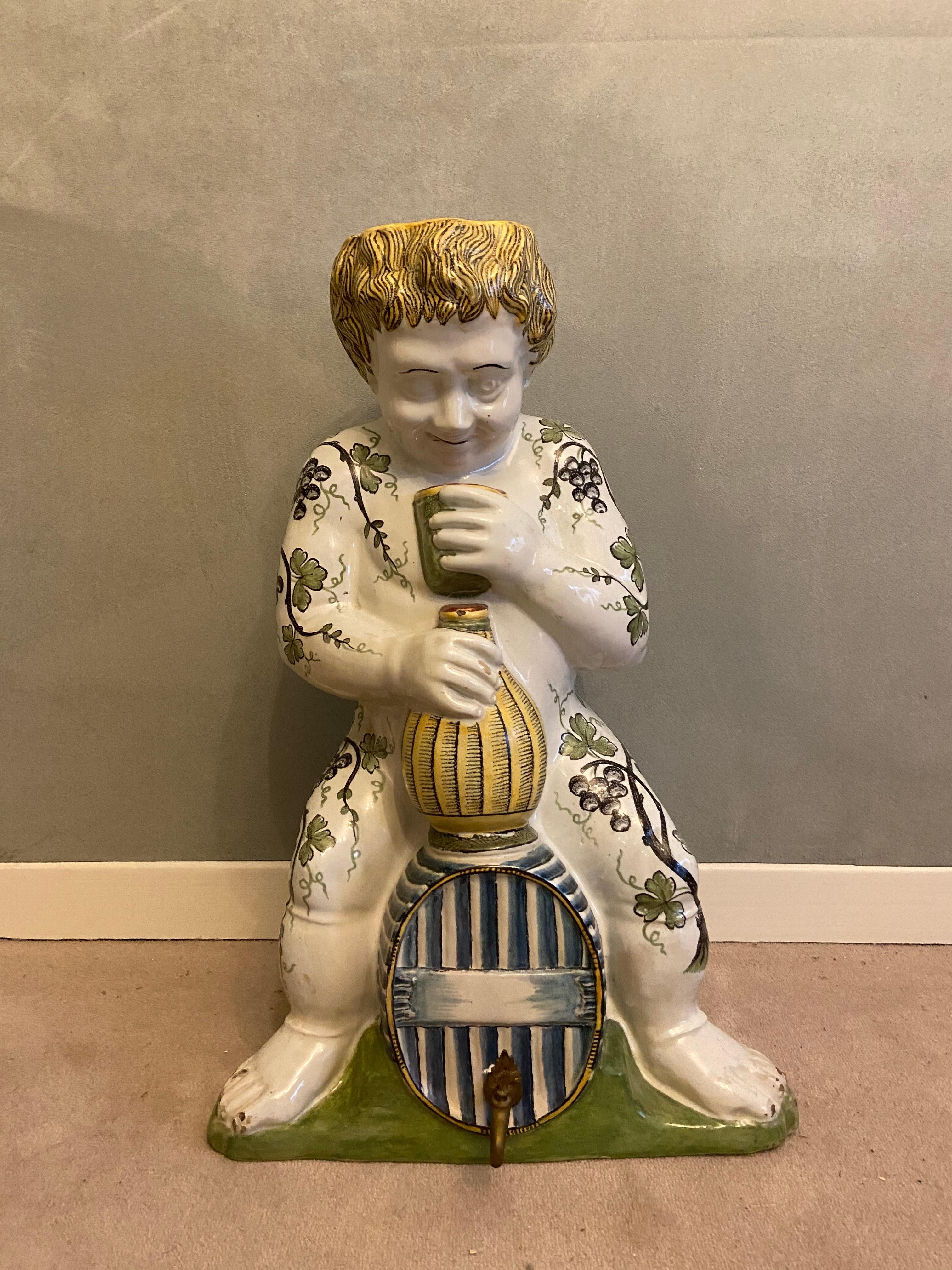Rouen Faience in the Shape of a Young Bacchus, 18th Century For Sale 4
