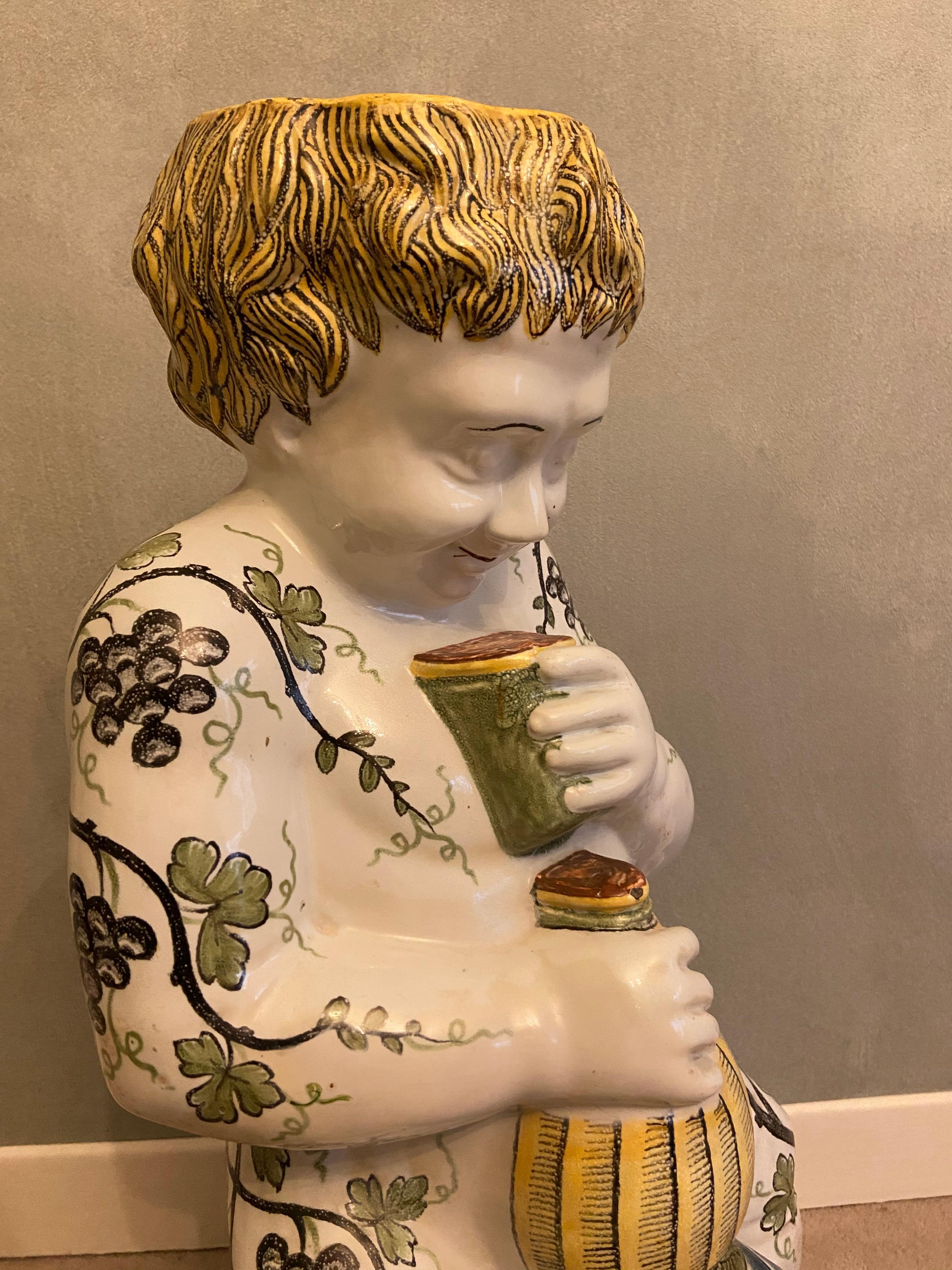 Rouen Faience in the Shape of a Young Bacchus, 18th Century For Sale 1