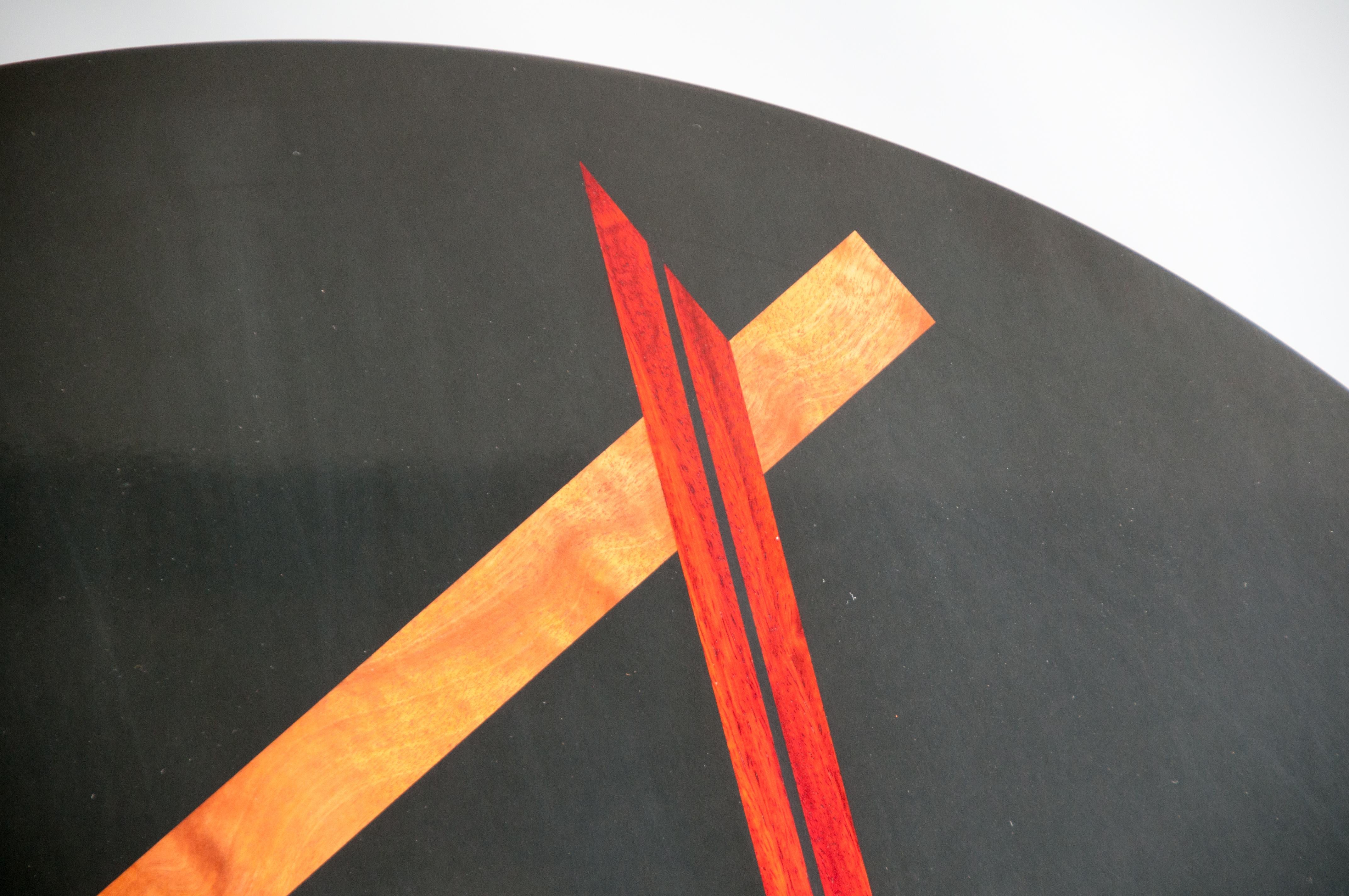 Veneer A Round Abstract Expressionism Sculptural Gilt And Colored Wood Center Table For Sale