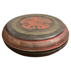 A Round Chinese Red and Black Lacquer Box, 19th Century
