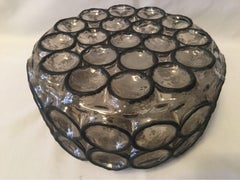 Round Circle Iron and Bubble Glass Flush Mount by Limburg of Germany