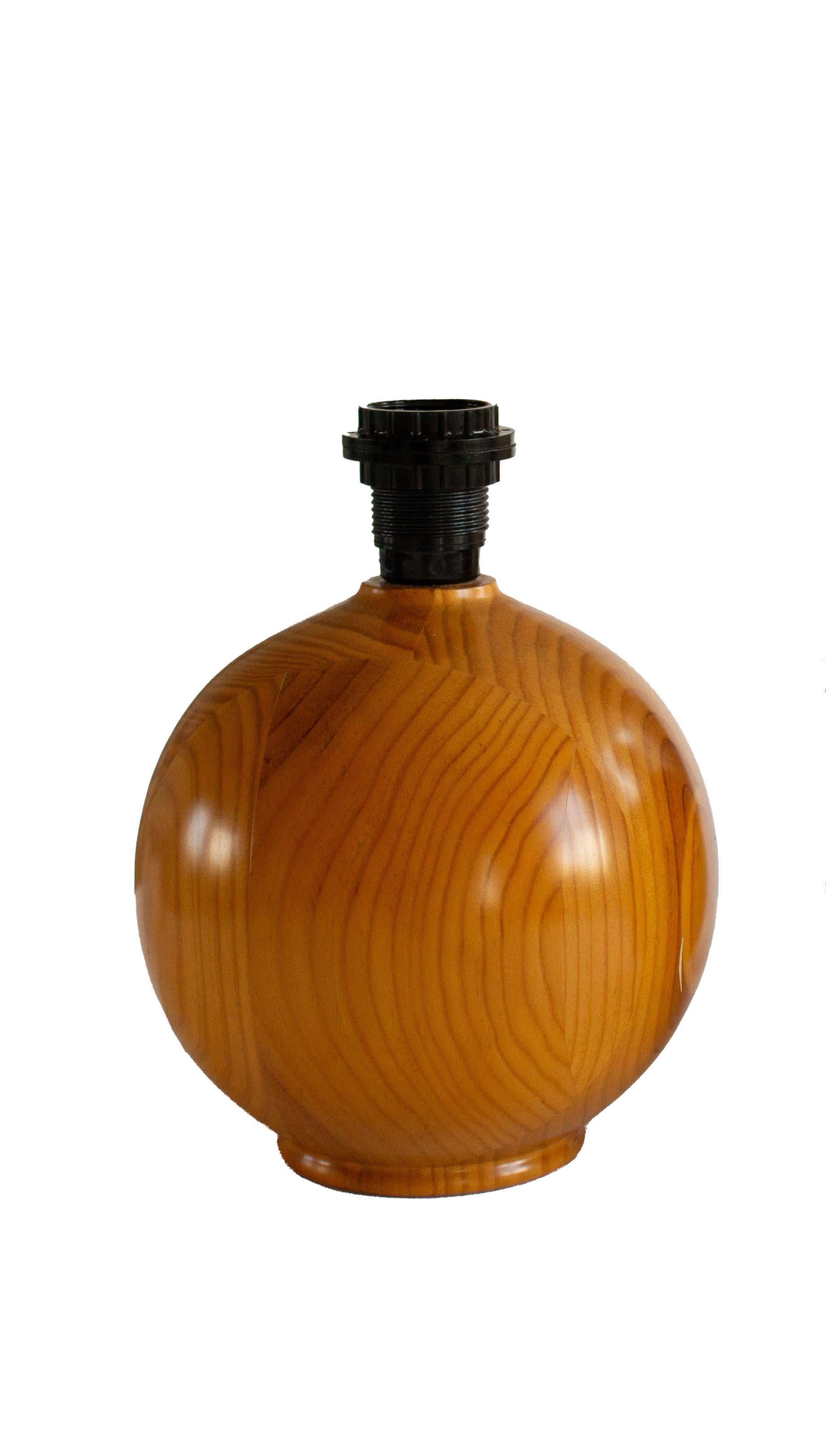 Fin du 20e siècle Lampes de table rondes de designer en pin massif de Suède, 1970 en vente
