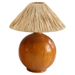 Runde Designer-Tischlampen aus massivem Kiefernholz aus Schweden, 1970er Jahre