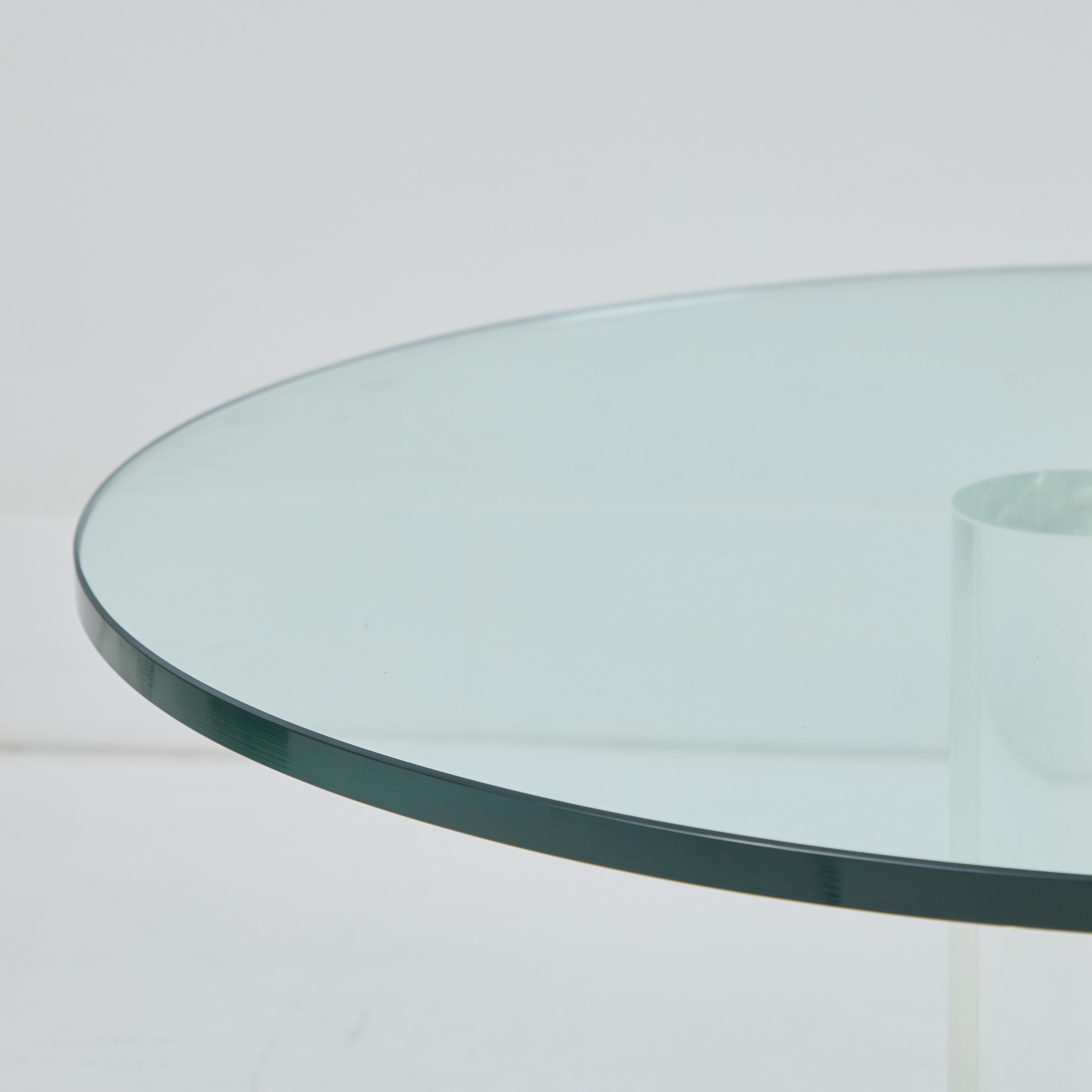 Mid-Century Modern A  Round Lucite, Glass and Chrome Coffee Table For Sale