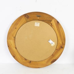 Round Pine wood  Mirror by Glasmaster Markaryd, Sweden, 1960