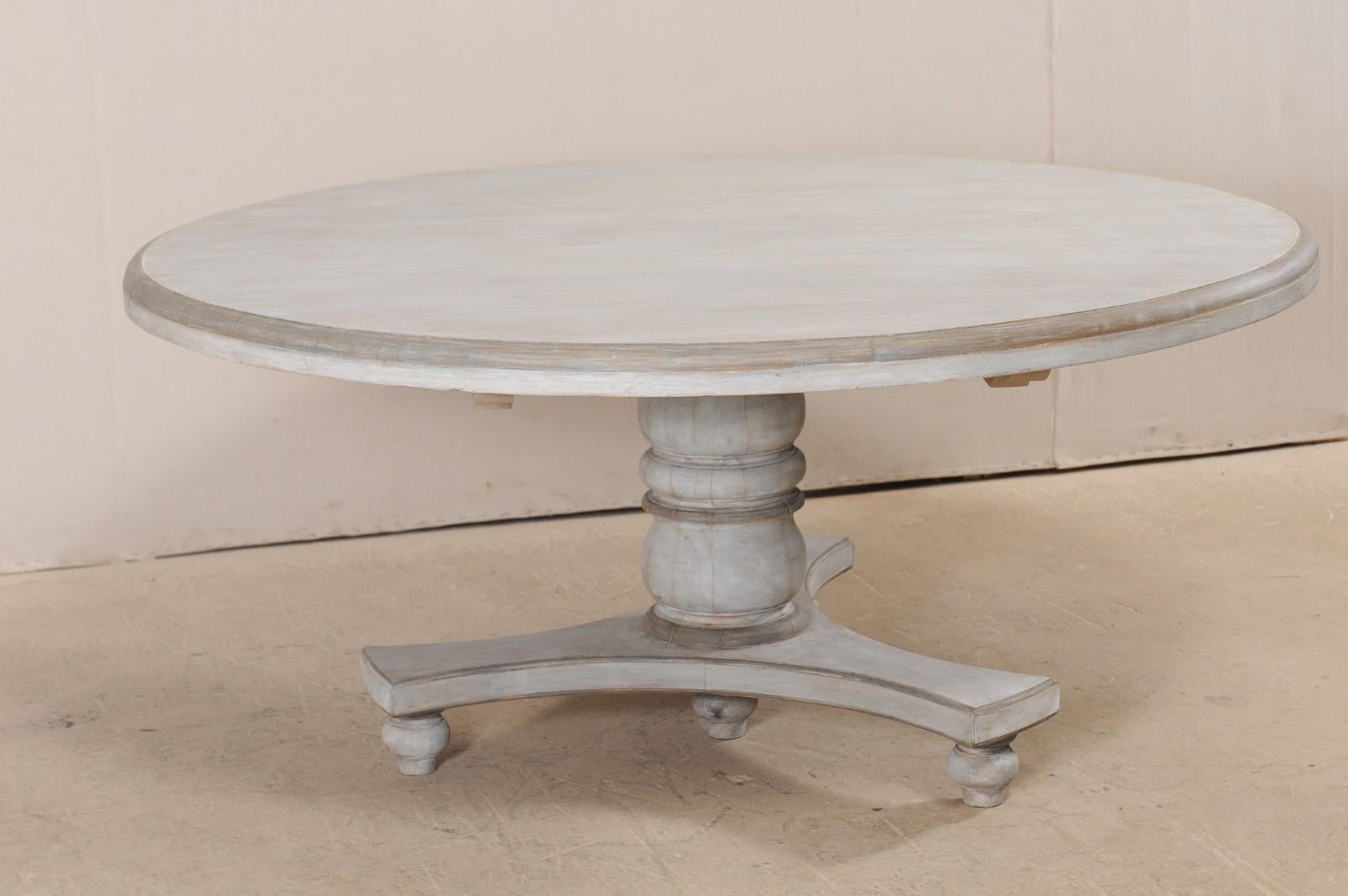 Round Shaped Top Painted Hardwood Pedestal Table 5