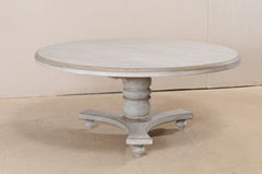 Round Shaped Top Painted Hardwood Pedestal Table