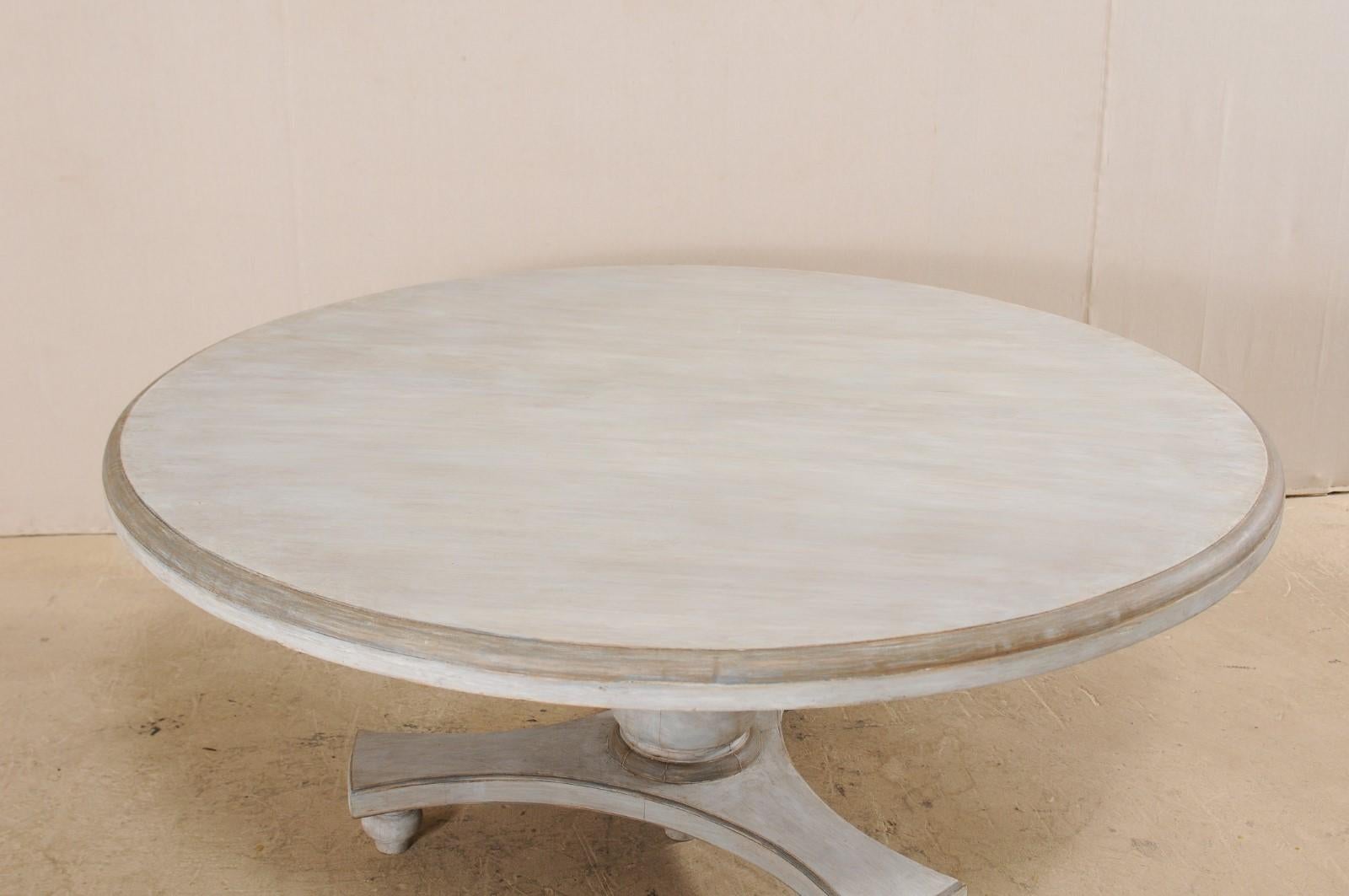 Round Shaped Top Painted Hardwood Pedestal Table 1
