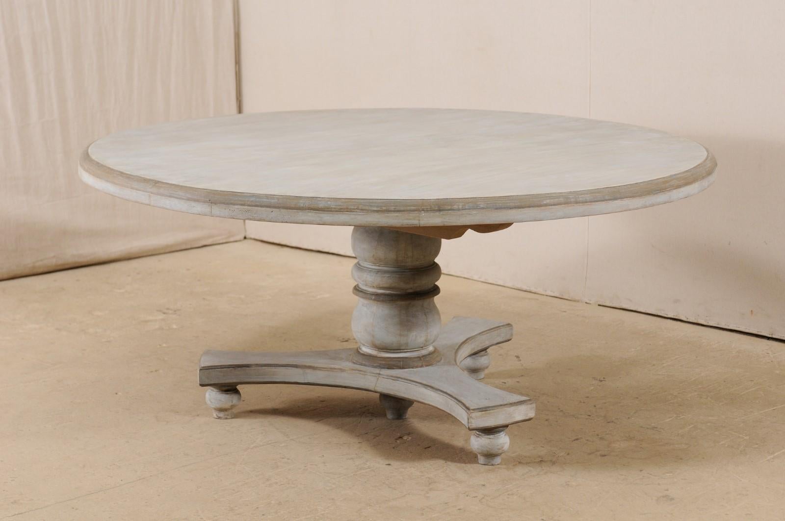 Round Shaped Top Painted Hardwood Pedestal Table 2