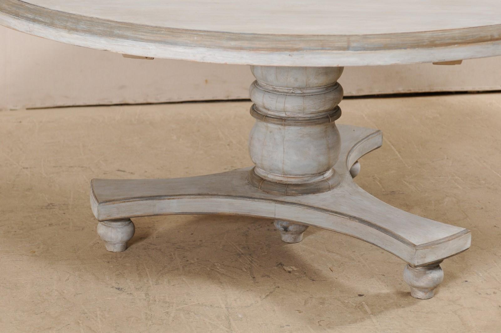 Round Shaped Top Painted Hardwood Pedestal Table 3