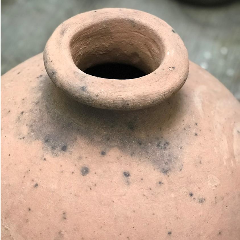 Hand-Crafted Round Terracotta Vessel from Mexico