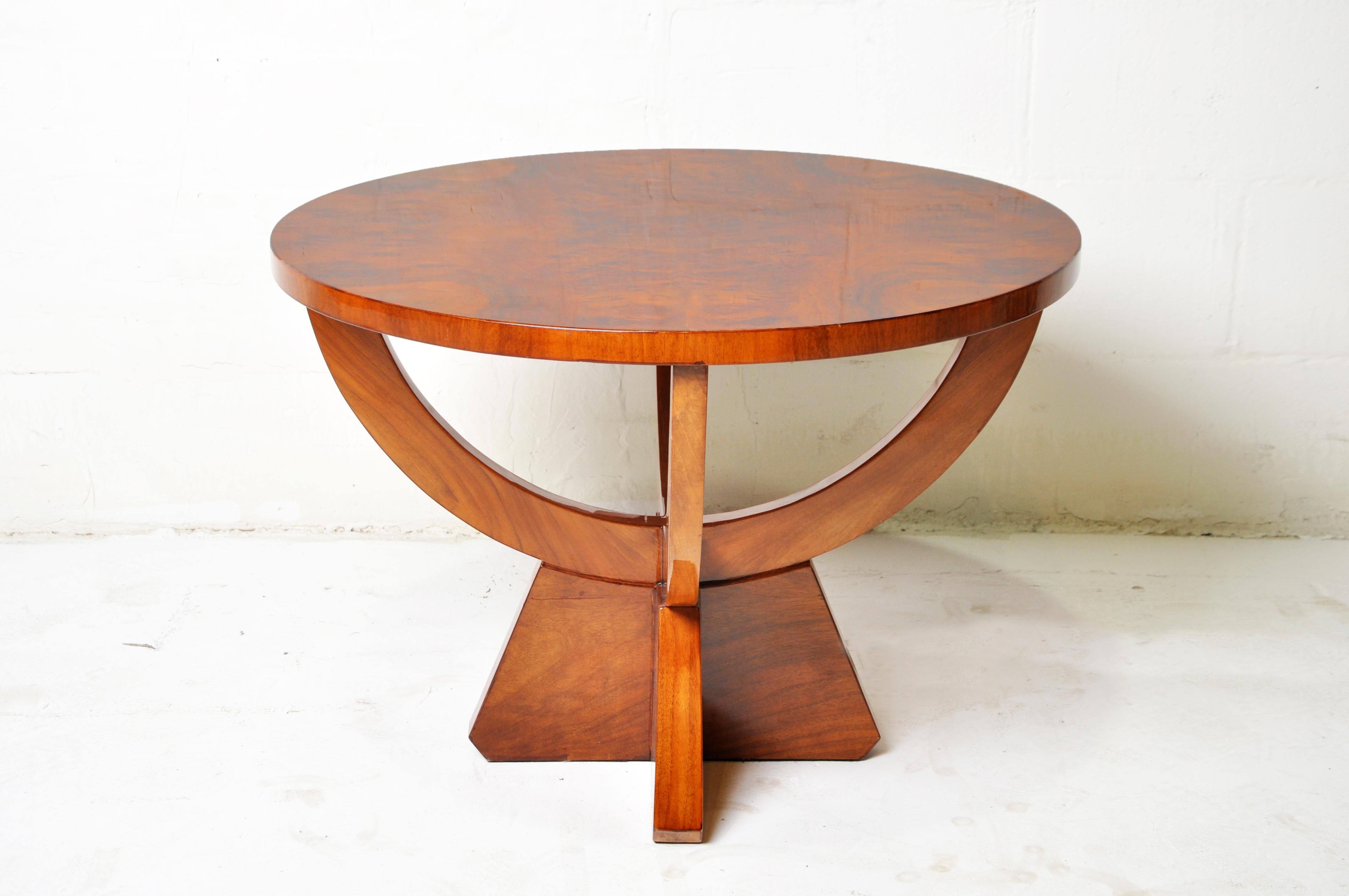 A Round Walnut Veneer Table  2