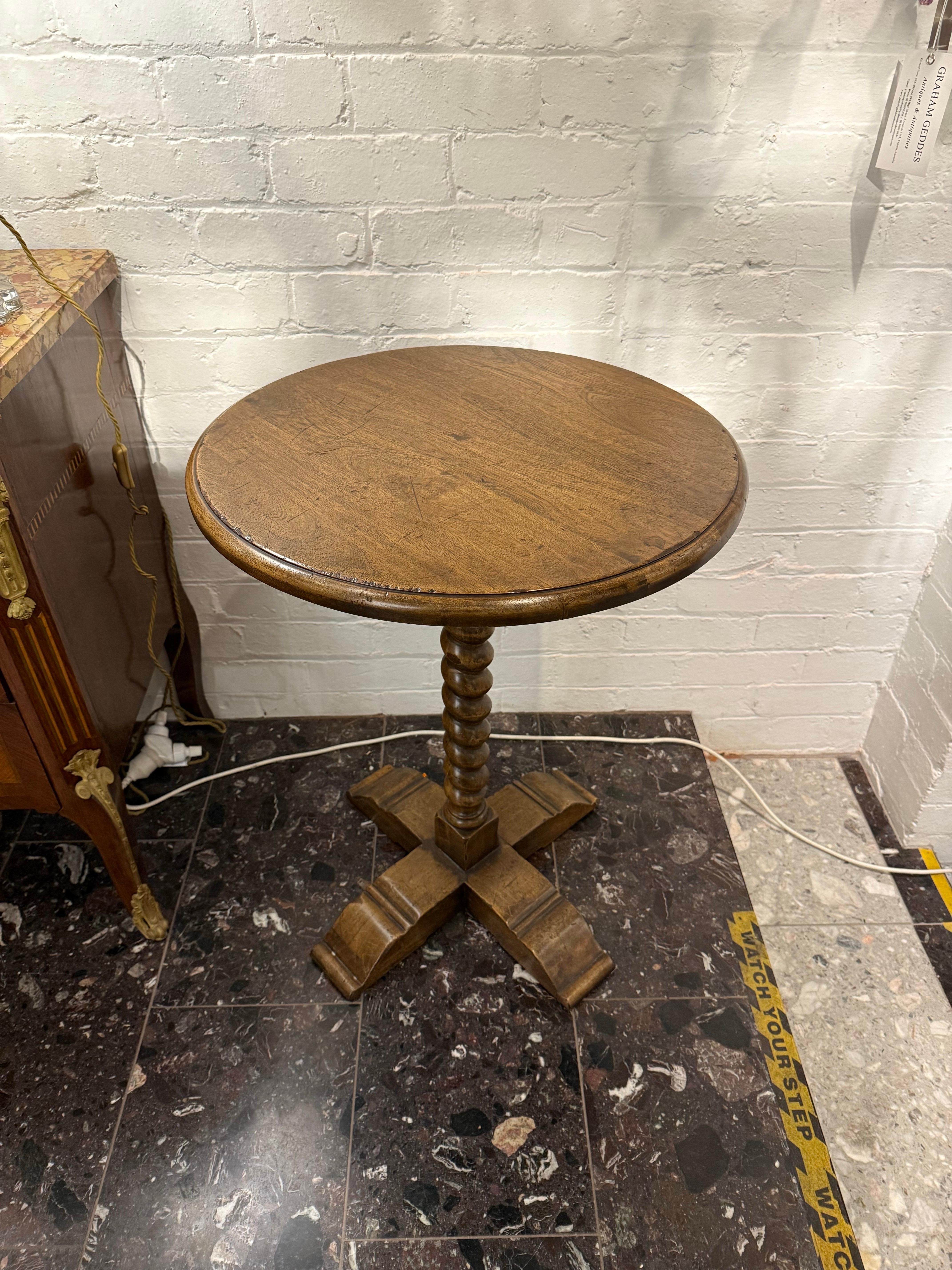 A Round Wooden Occassional Table with Barley Twist Pedestal

Provenance: Private Australian Collection.

Dimensions:
Height: 78cm.
Diameter: 60cm.