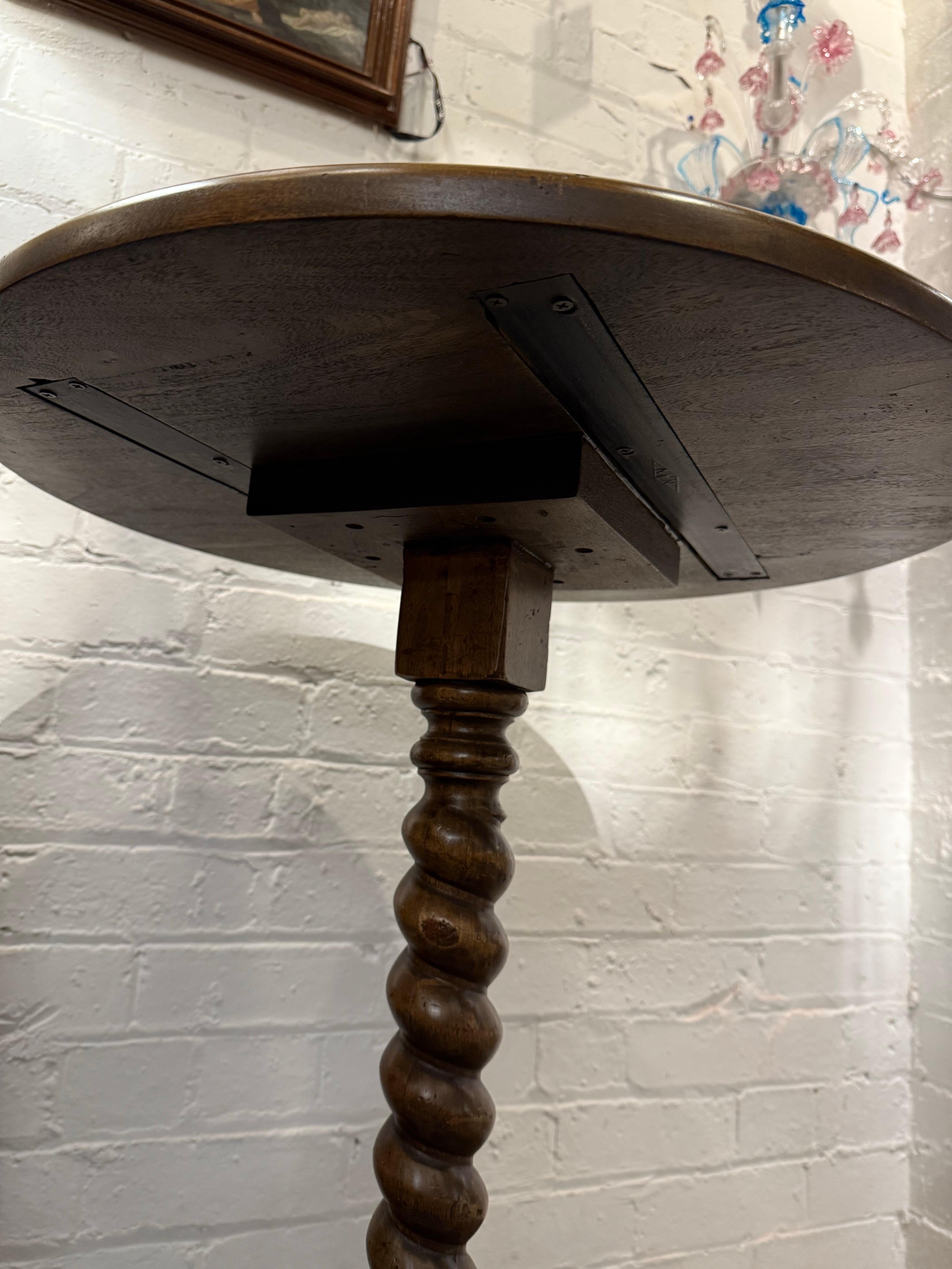 Contemporary A Round Wooden Occassional Table with Barley Twist Pedestal For Sale