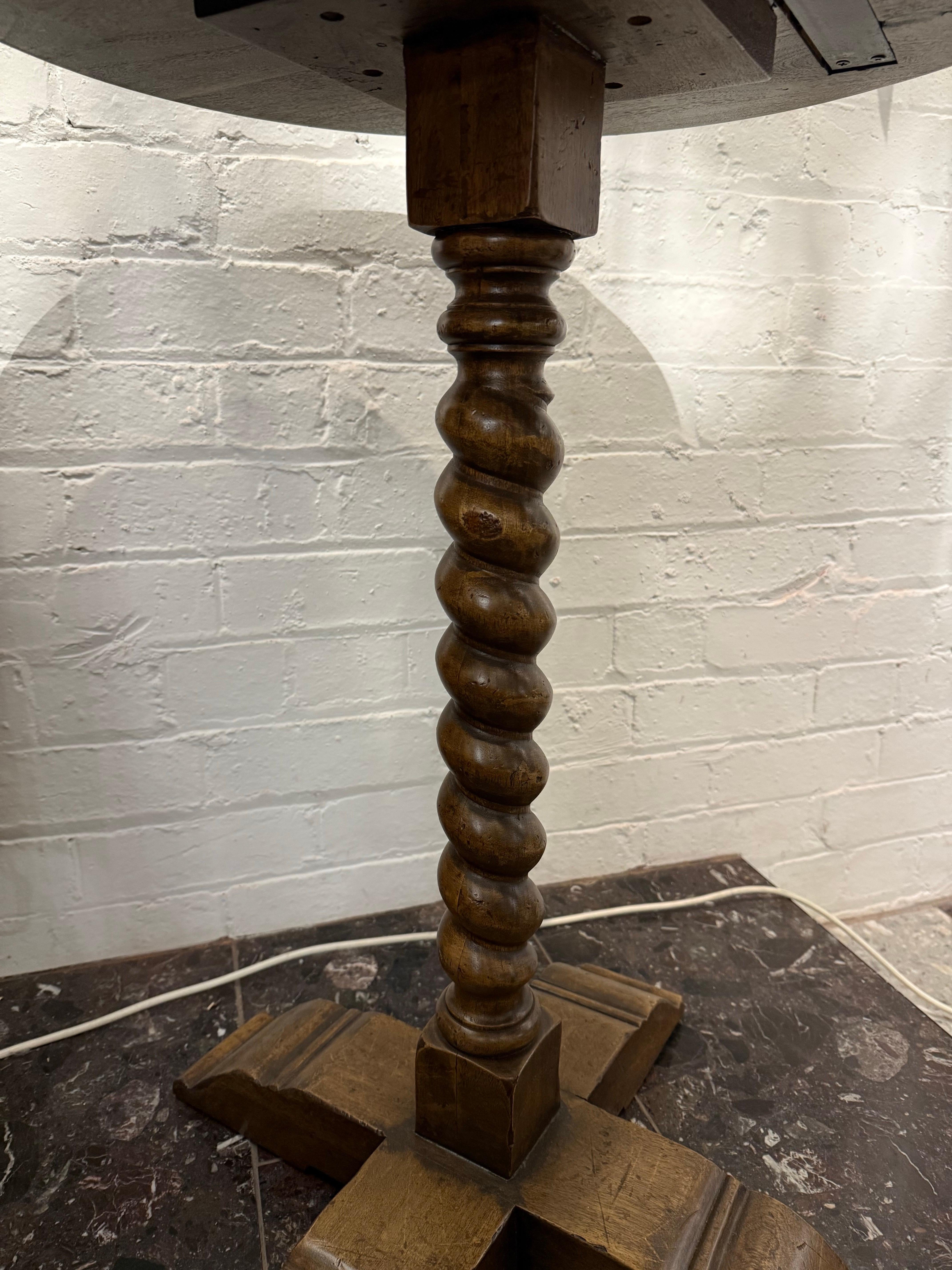 A Round Wooden Occassional Table with Barley Twist Pedestal For Sale 1