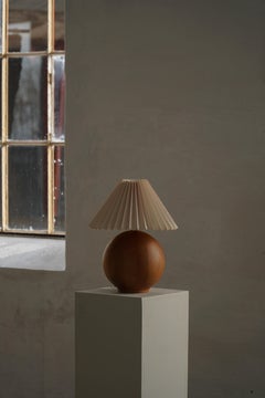 Runde Holztischlampe, Dänische Moderne, Massivholz Kirsche, 1980er