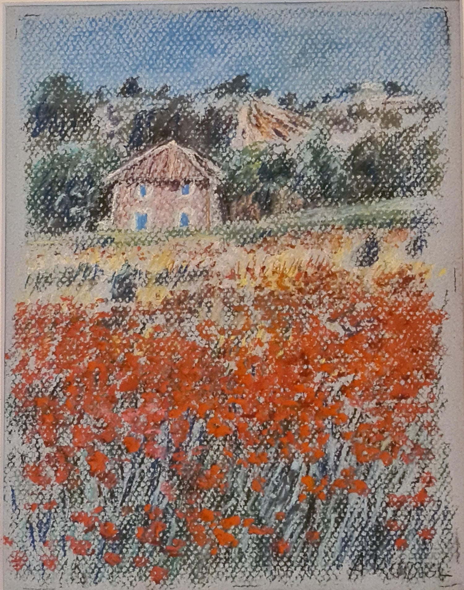 A Roussel - Les Coquelicots, Cottage in the Poppy Field For Sale at 1stDibs