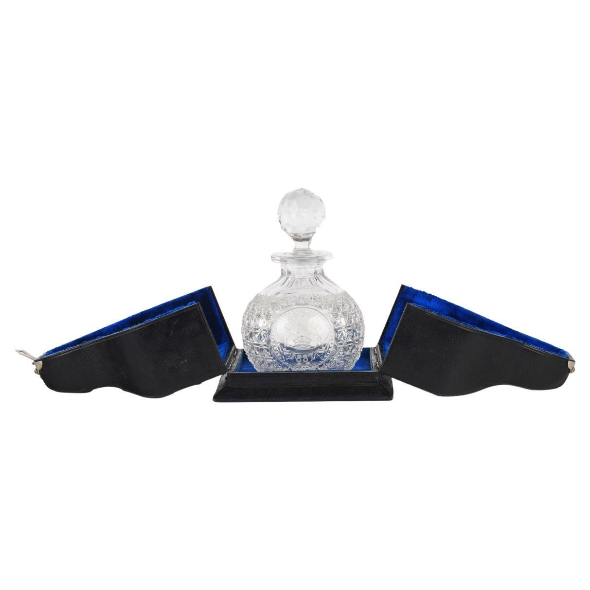 A Royal Commemorative Cut Crystal Glass 1887 Golden Jubilee Scent Bottle For Sale