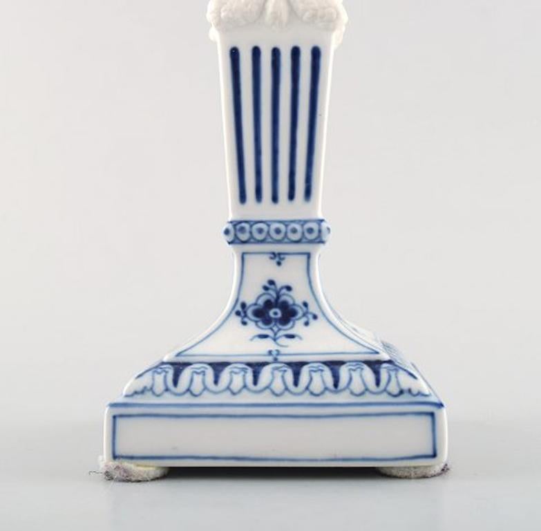 Neoclassical Royal Copenhagen Blue Fluted Plain, Candlestick with Lion Heads