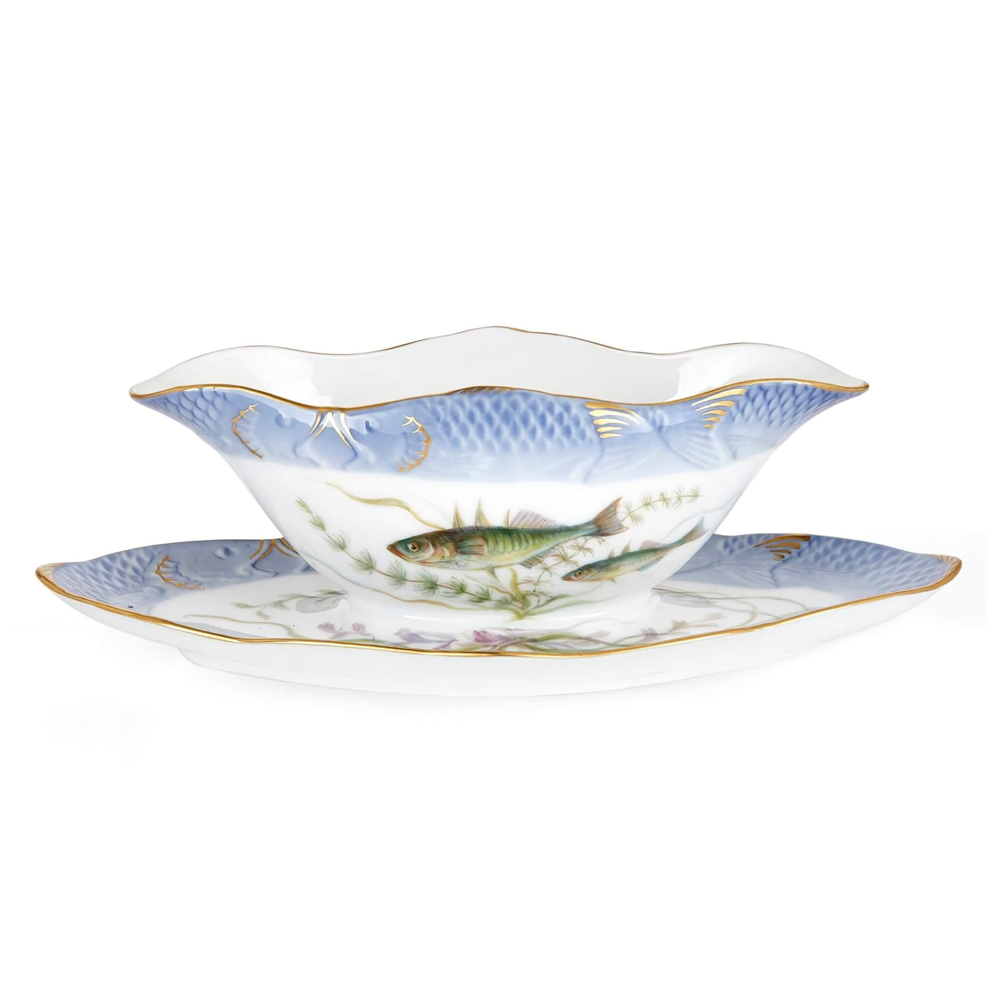 Royal Copenhagen Ichthyological Porcelain Part Dinner 'Fish-Service' In Excellent Condition For Sale In London, GB