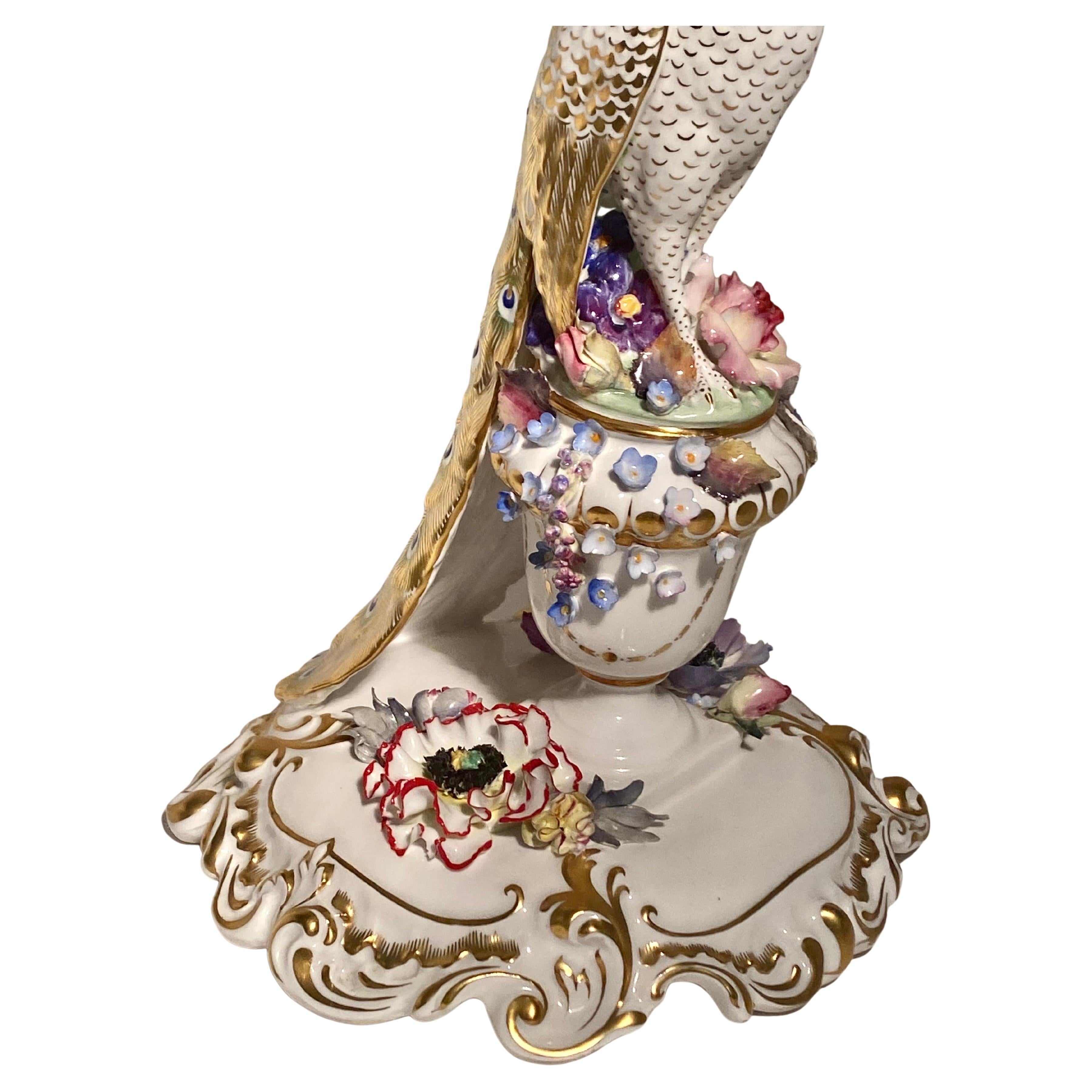 Royal Crown Derby Porcelain Figure, Modelled as a Peacock For Sale 4