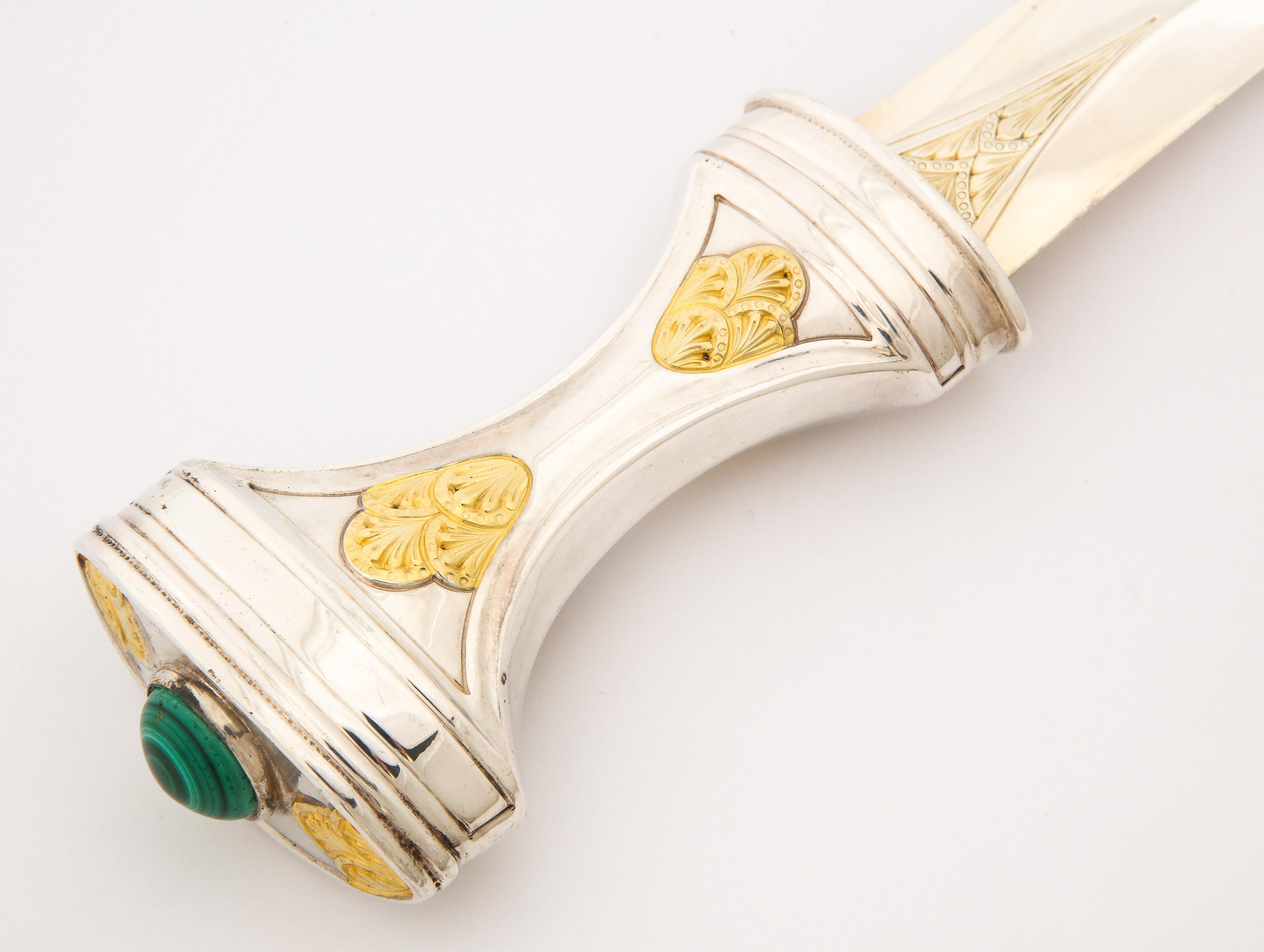 Royal Saudi Arabian Silver and Silver-Gilt Jambiya Khanjar Dagger, Malachite 5