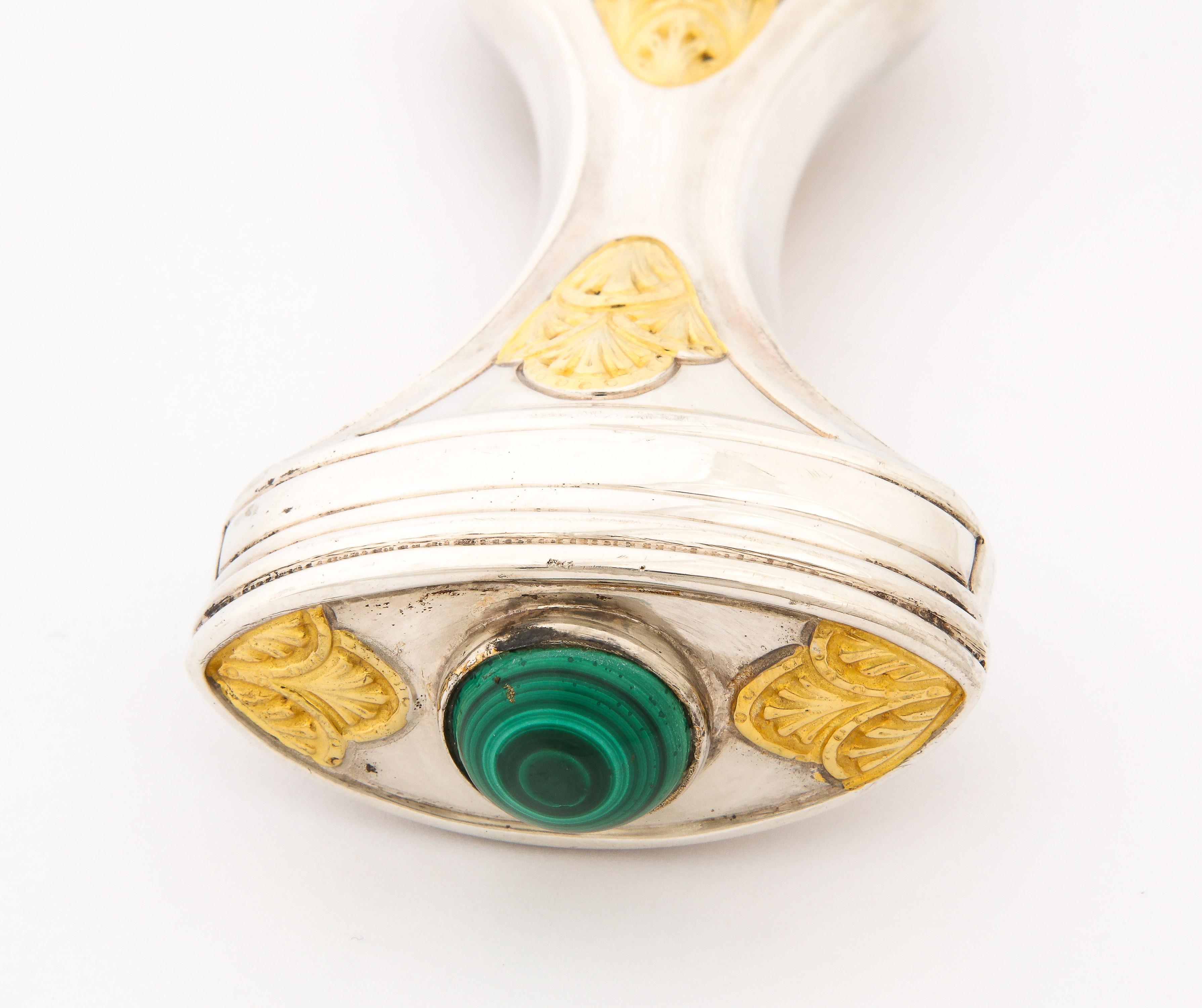 Royal Saudi Arabian Silver and Silver-Gilt Jambiya Khanjar Dagger, Malachite 8