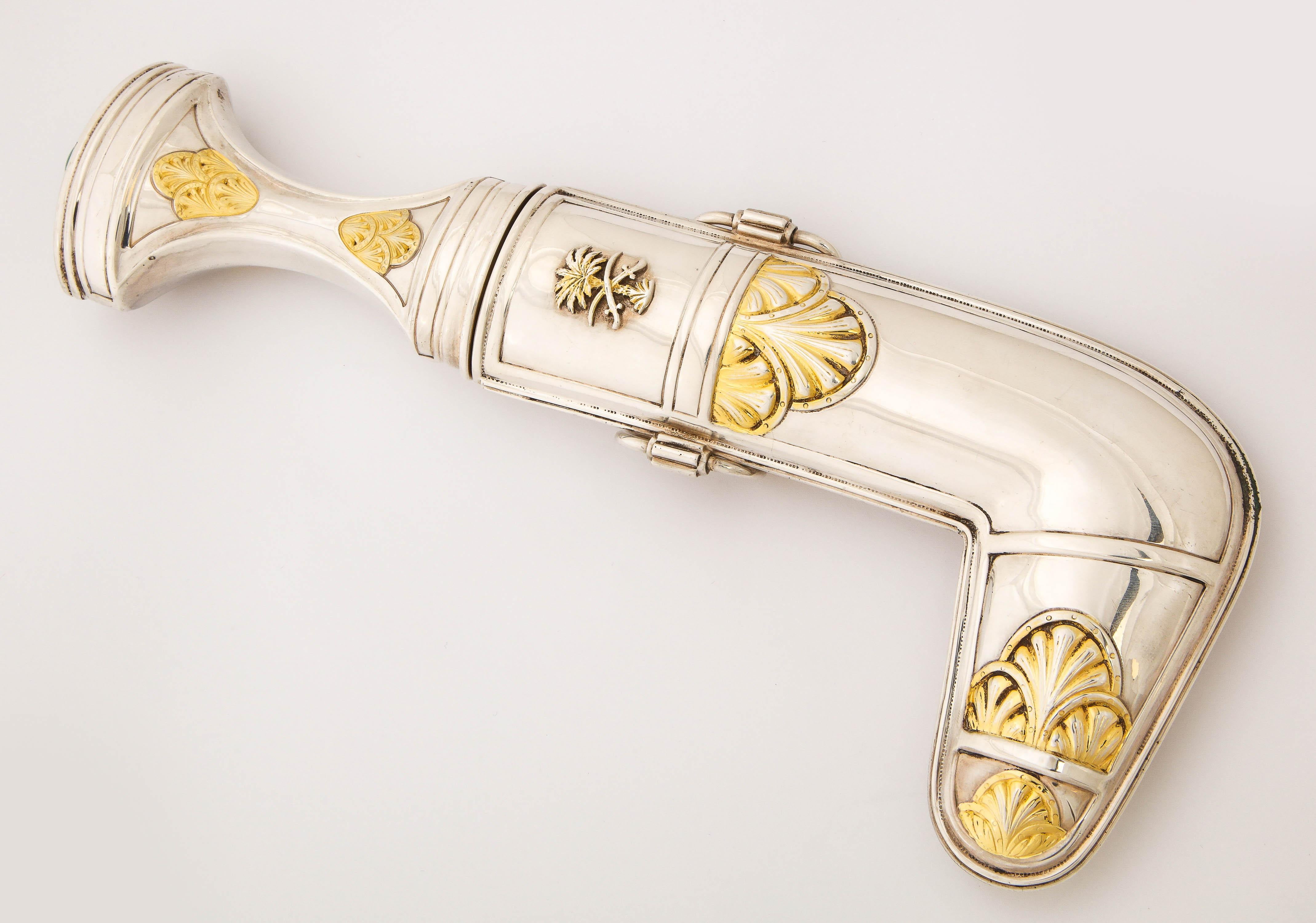 Royal Saudi Arabian Silver and Silver-Gilt Jambiya Khanjar Dagger, Malachite 11