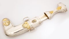 Royal Saudi Arabian Silver and Silver-Gilt Jambiya Khanjar Dagger, Malachite