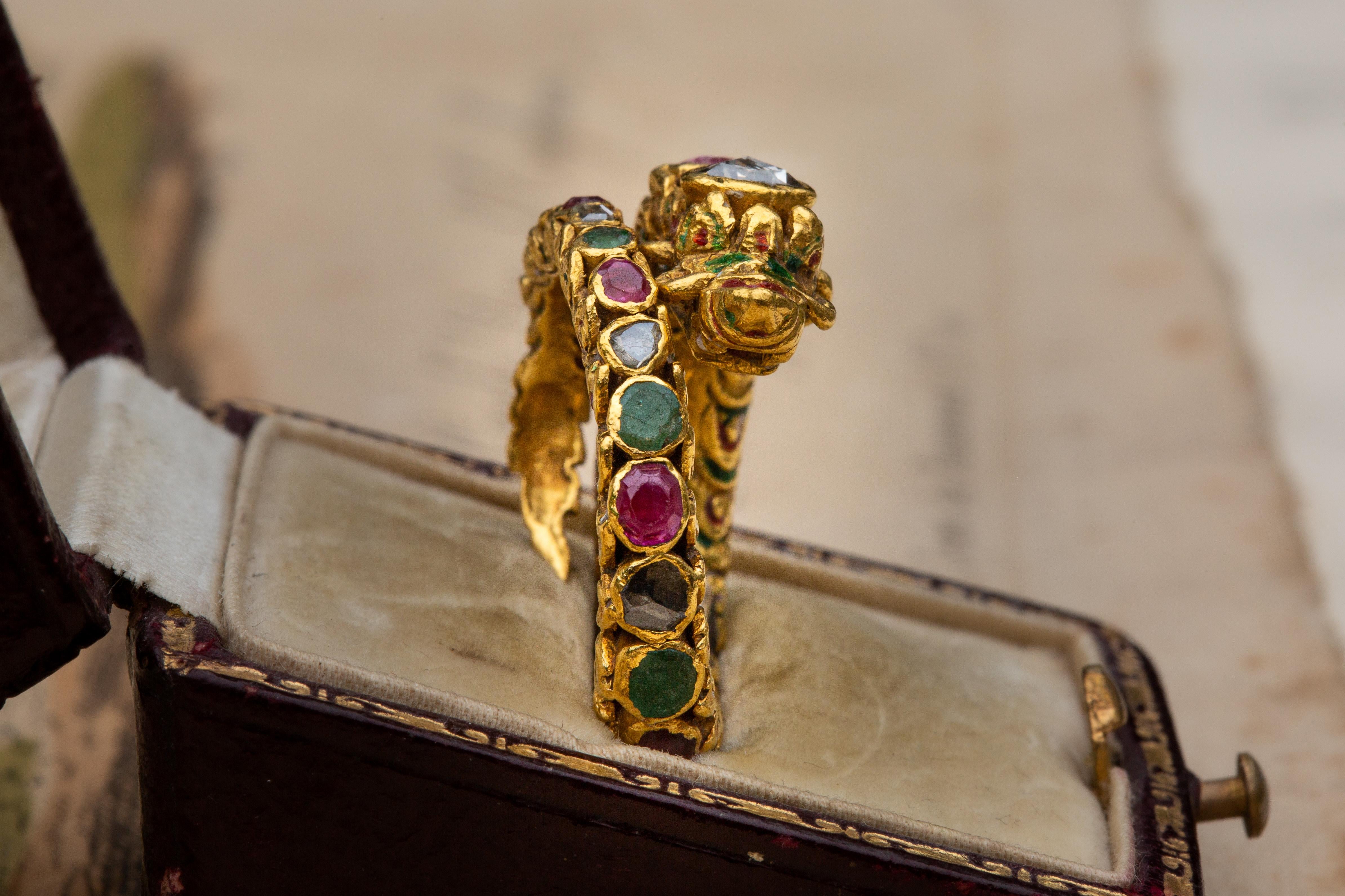 Women's or Men's Royal Thai Siam Antique 18th Century Heavy 22K Gold Rare Naga Serpent Ring