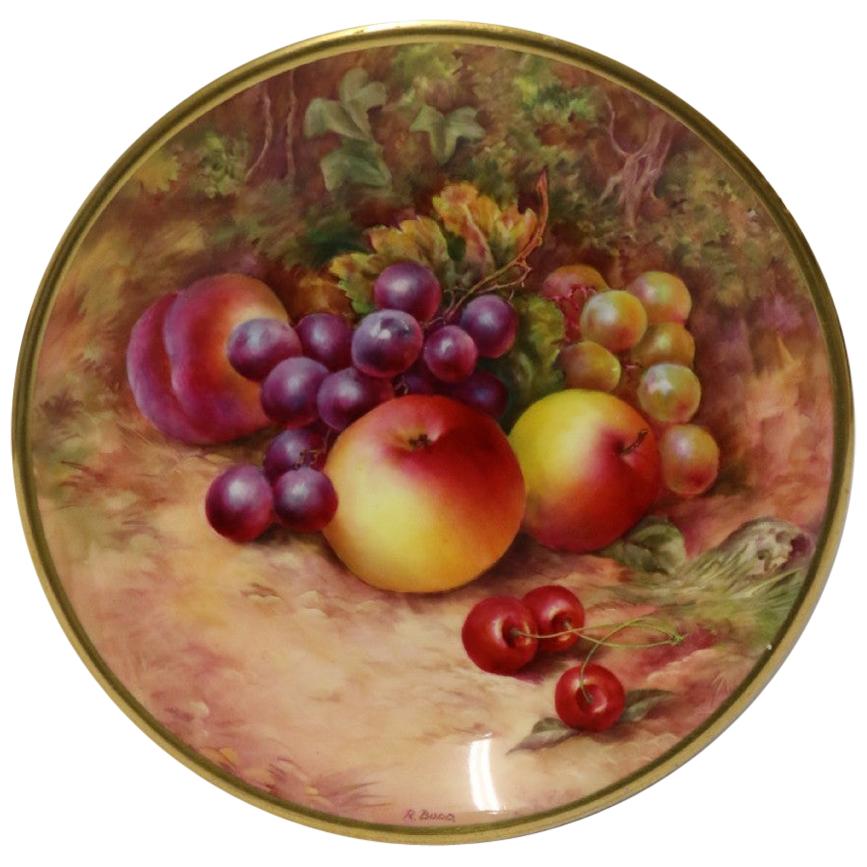 English Royal Worcester Fruit Hand Painted Cabinet  Plate t by R Budd Circa 1930 For Sale