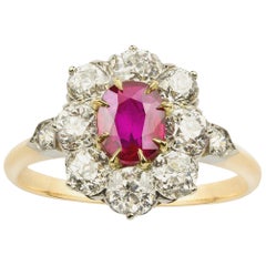 Ruby and Diamond Cluster Ring