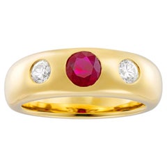 A ruby and diamond gypsy ring