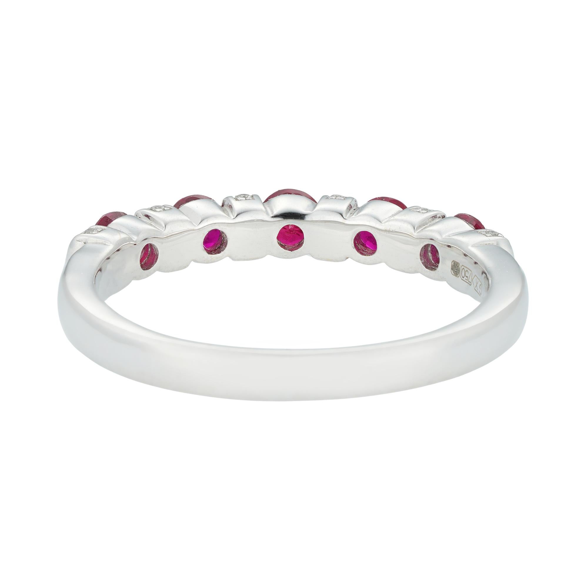 Modern A Ruby and Diamond Half Eternity Ring