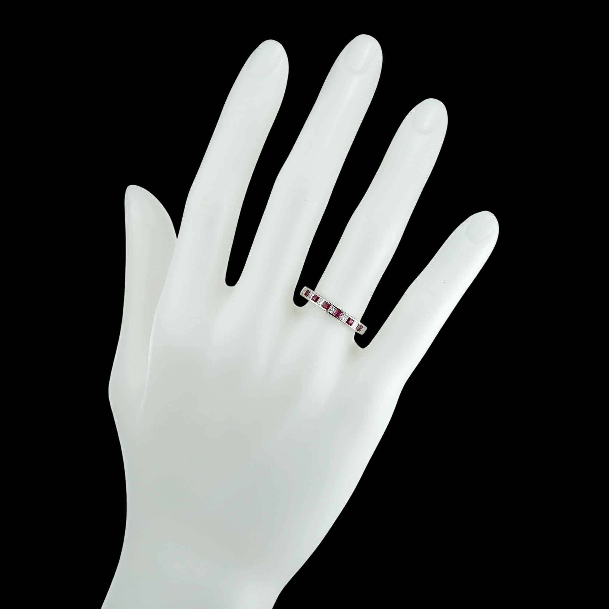 Brilliant Cut A Ruby and Diamond Half Eternity Ring