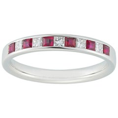 A Ruby and Diamond Half Eternity Ring