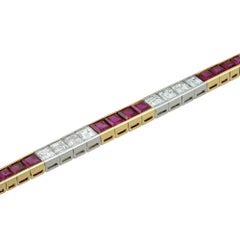 Ruby and Diamond Line Bracelet