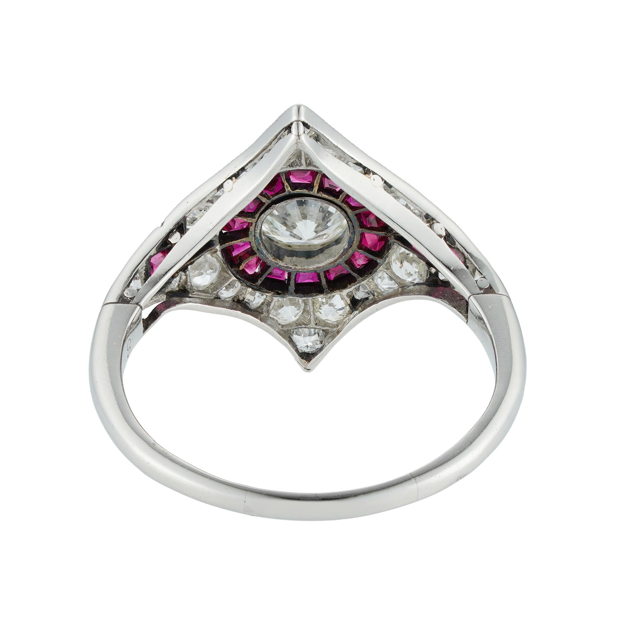 Ring mit Rubin und Diamant (Art déco) im Angebot