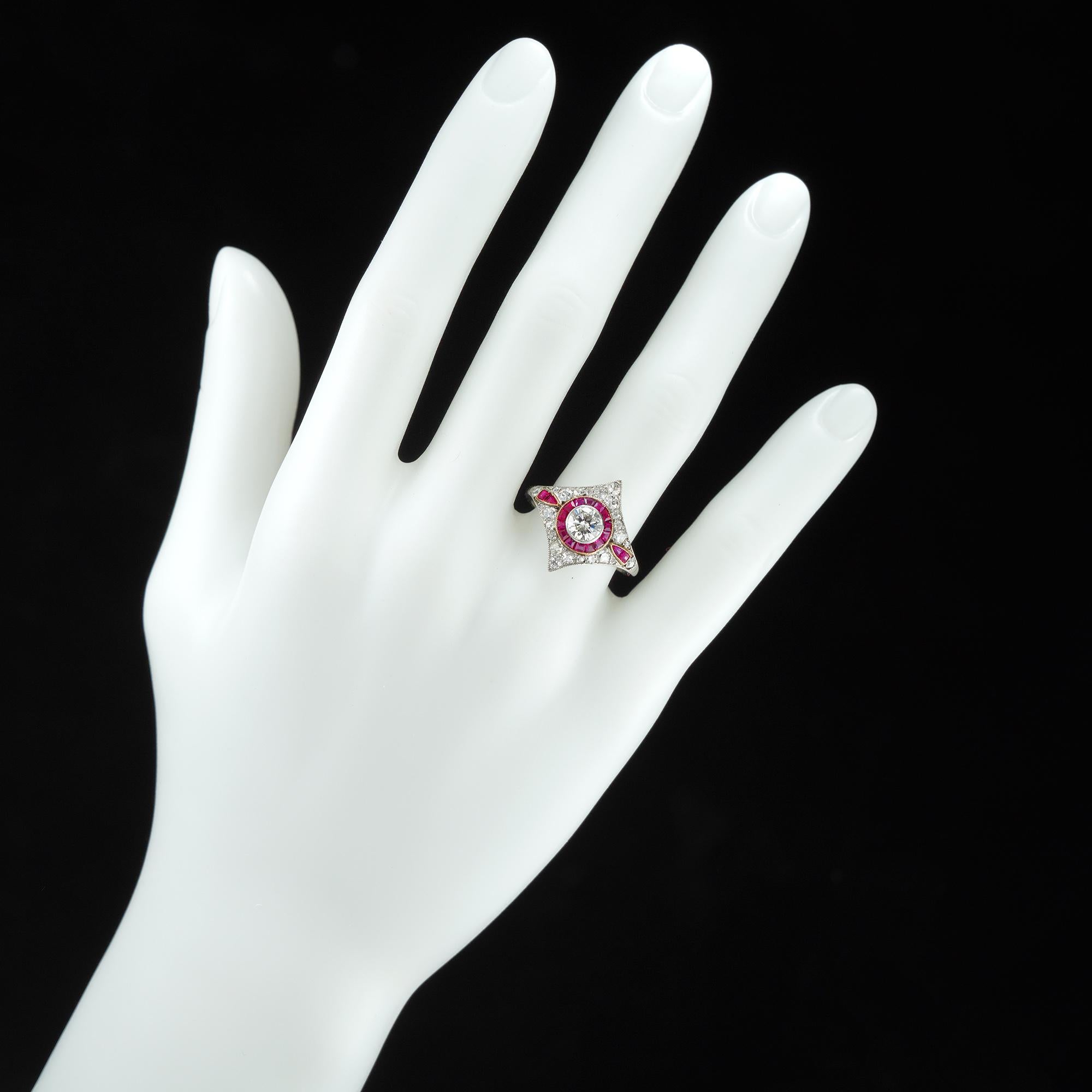Round Cut Ruby and Diamond Ring For Sale