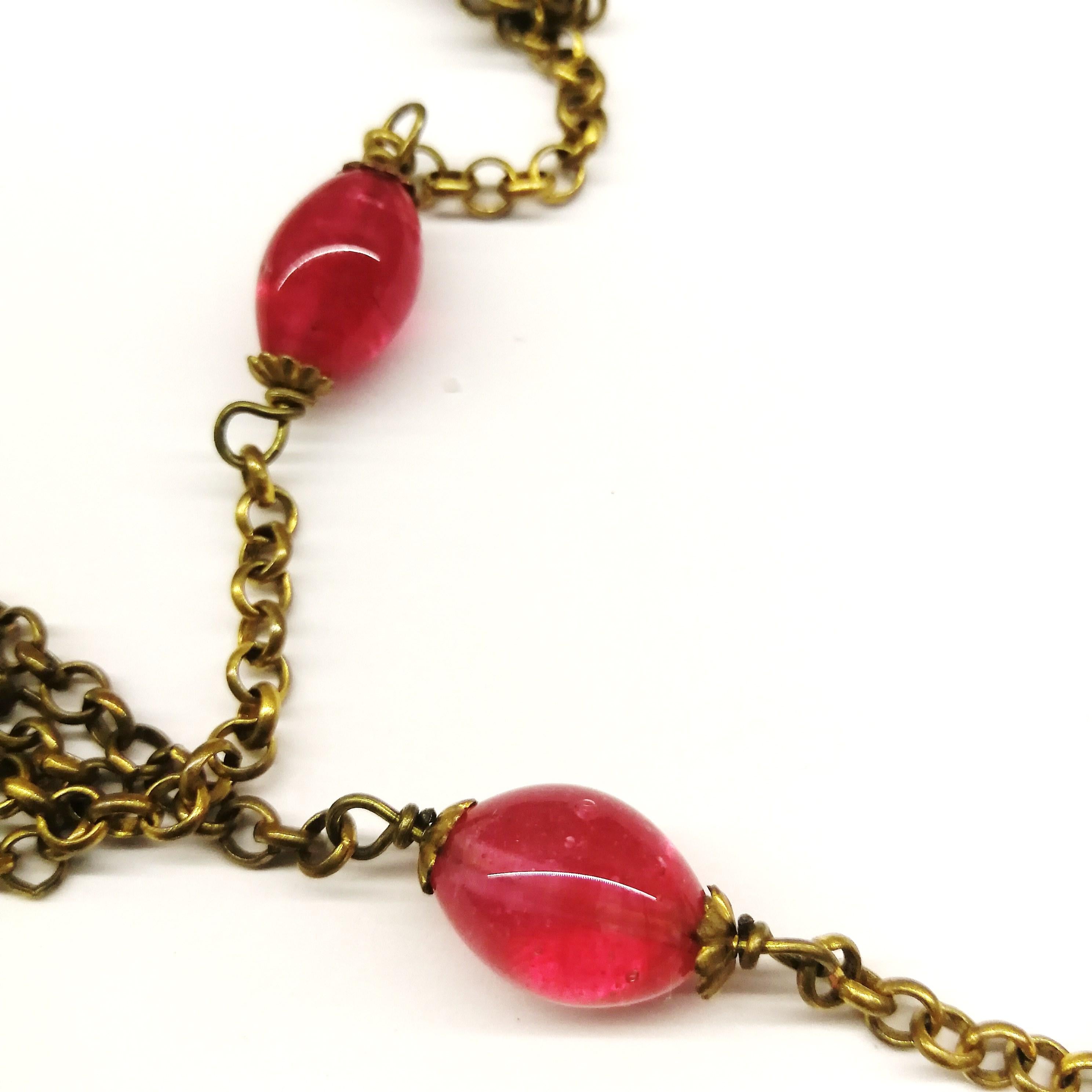 A ruby poured glass and gilt chain 'tassel' sautoir, Maison Gripoix, 1960s 8