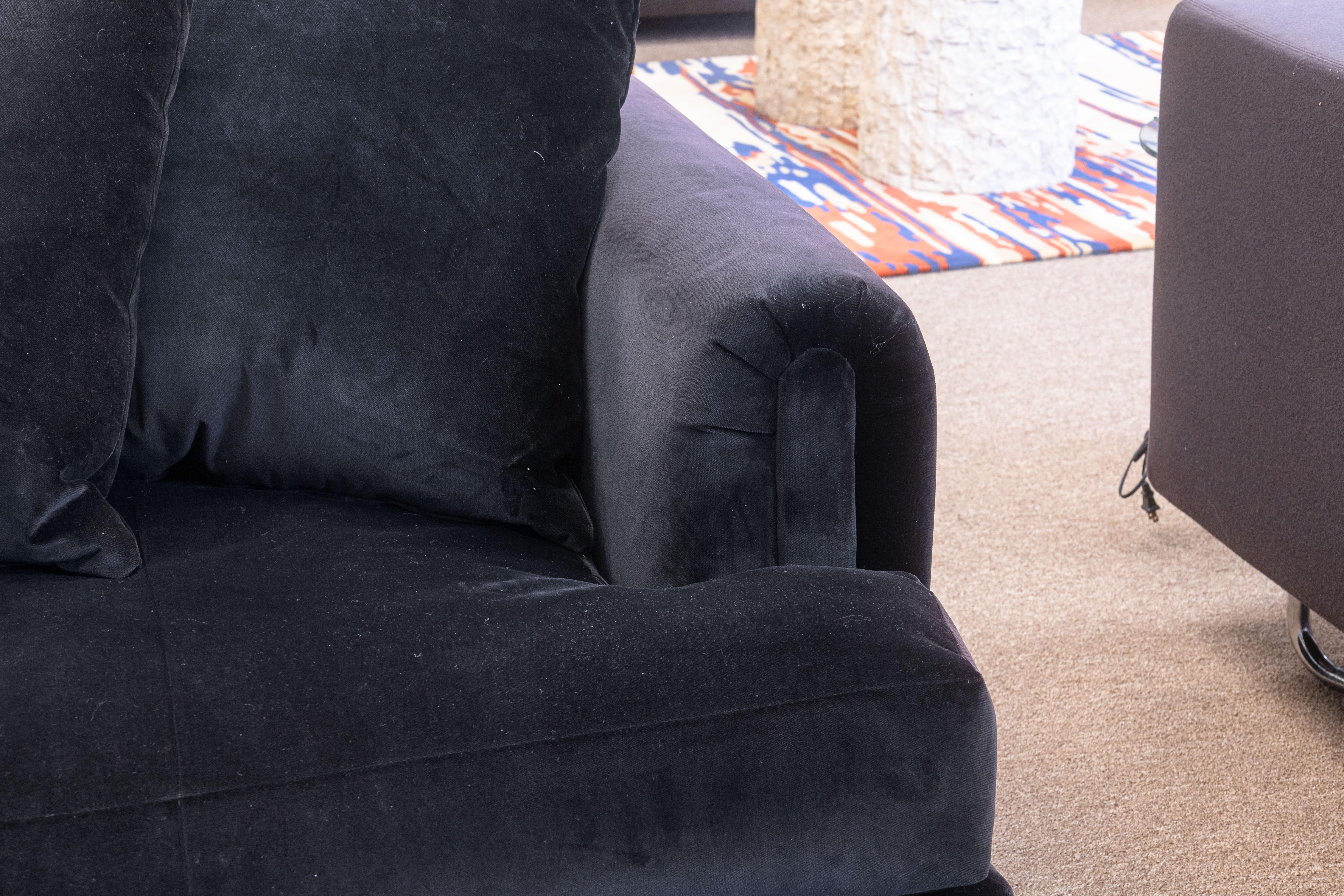 American A. Rudin Contemporary Modern Custom Made Deep Plum Velvet Upholstery Sofa For Sale