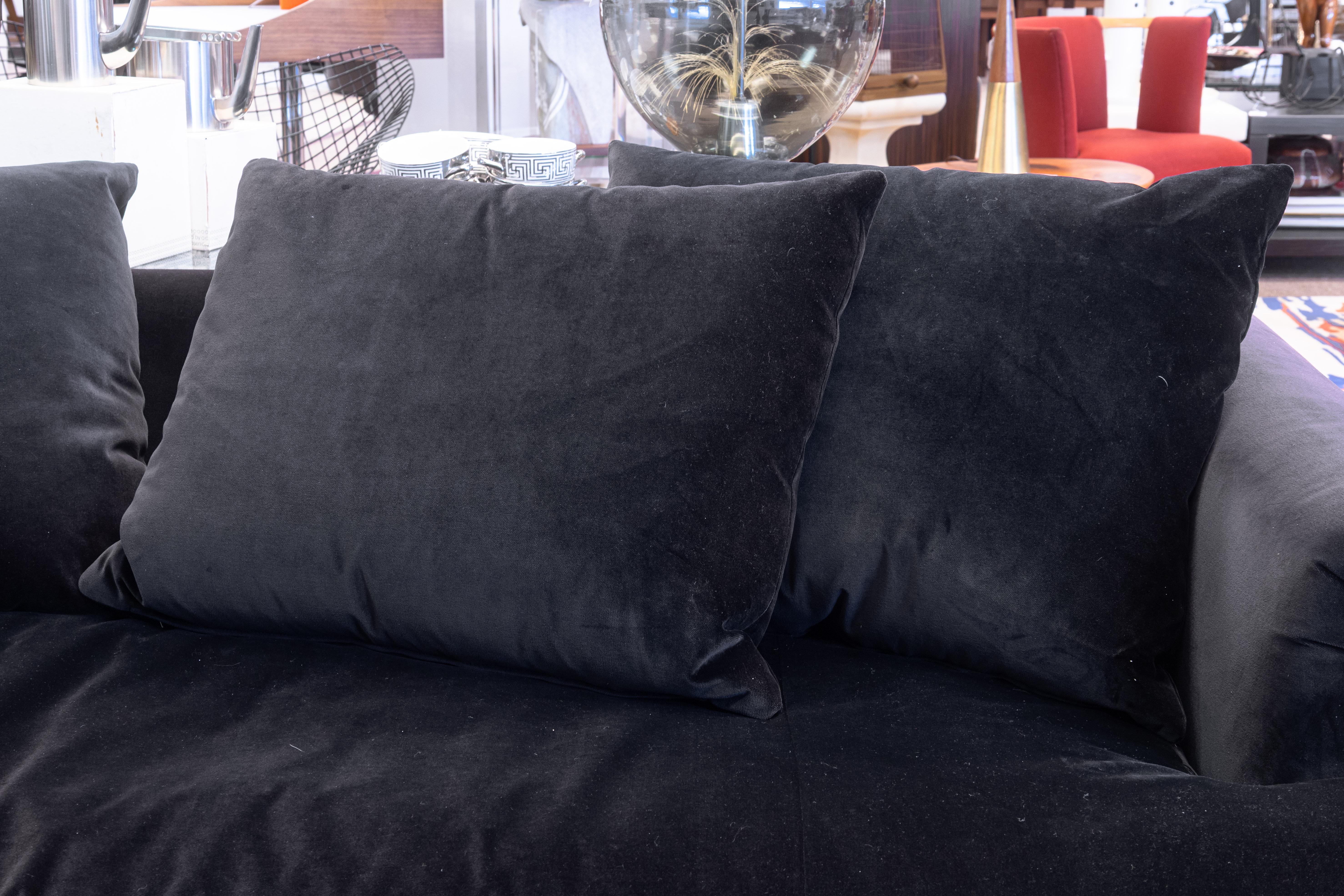 A. Rudin Contemporary Modern Custom Made Deep Plum Velvet Upholstery Sofa In Good Condition For Sale In Keego Harbor, MI