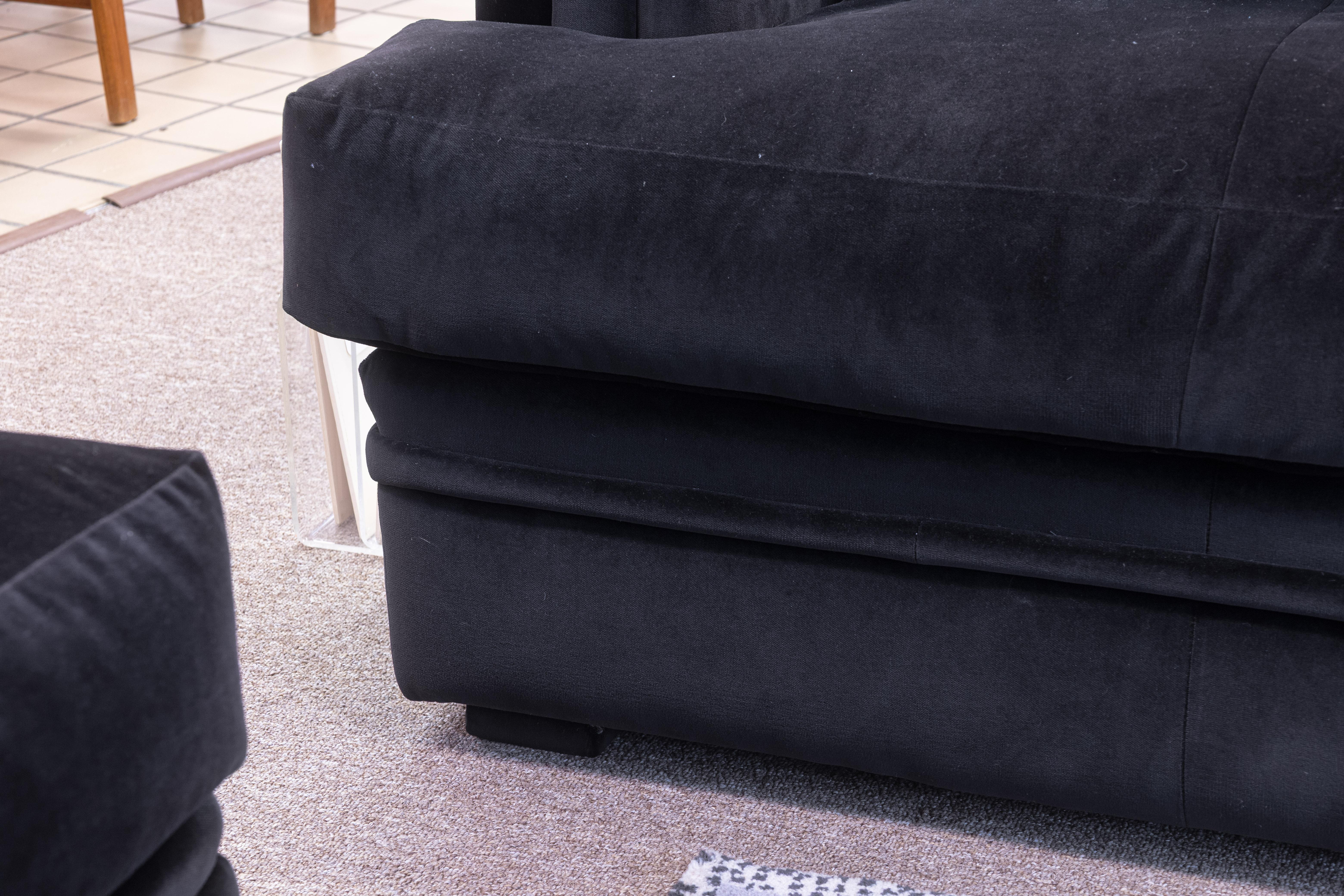 20th Century A. Rudin Contemporary Modern Custom Made Deep Plum Velvet Upholstery Sofa For Sale