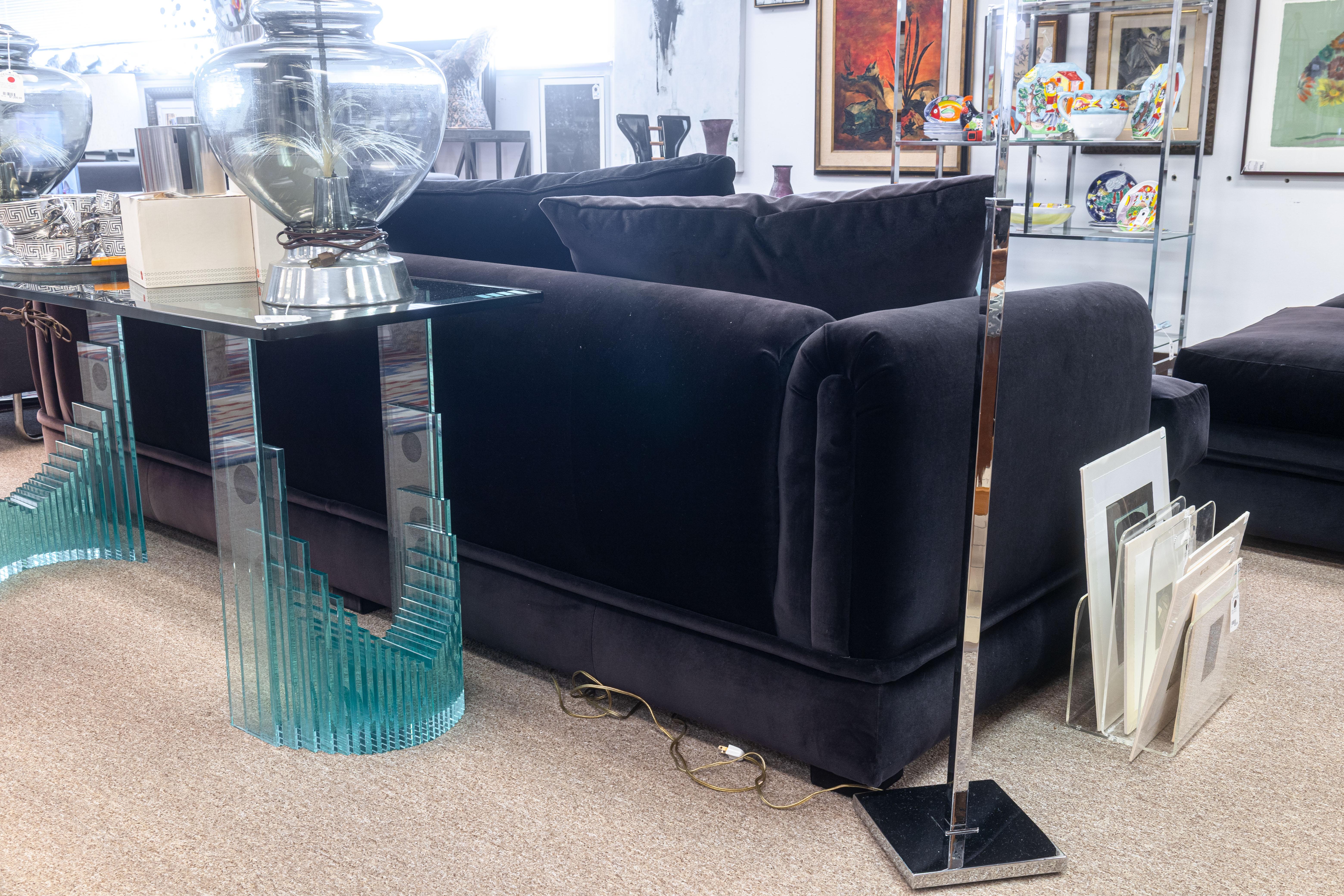 A. Rudin Contemporary Modern Custom Made Deep Plum Velvet Upholstery Sofa For Sale 1